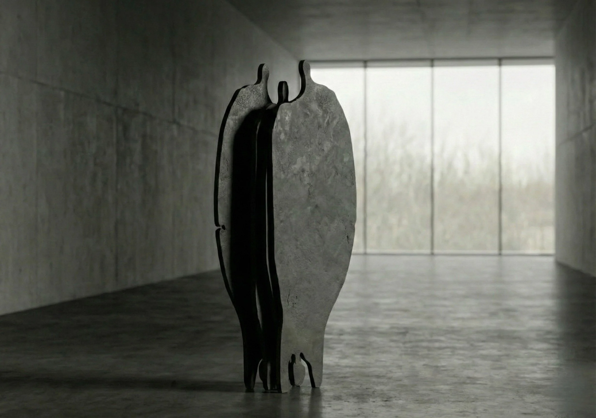 Morphic 01 sculptural folding screen in black microcement by Robert Pous collectible design furniture Barcelona