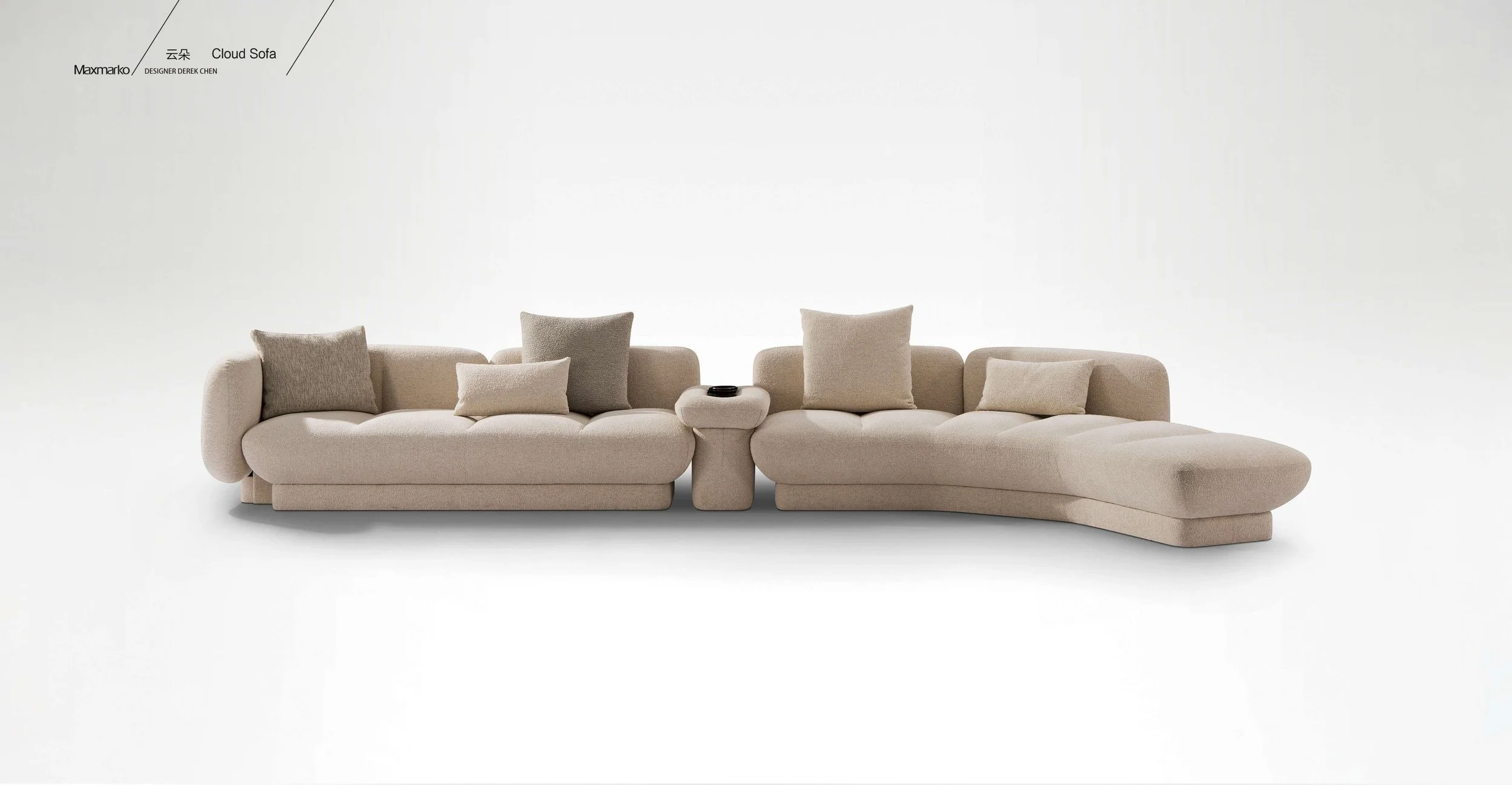 Contemporary sculptural sofa with flowing contours and deep comfort.