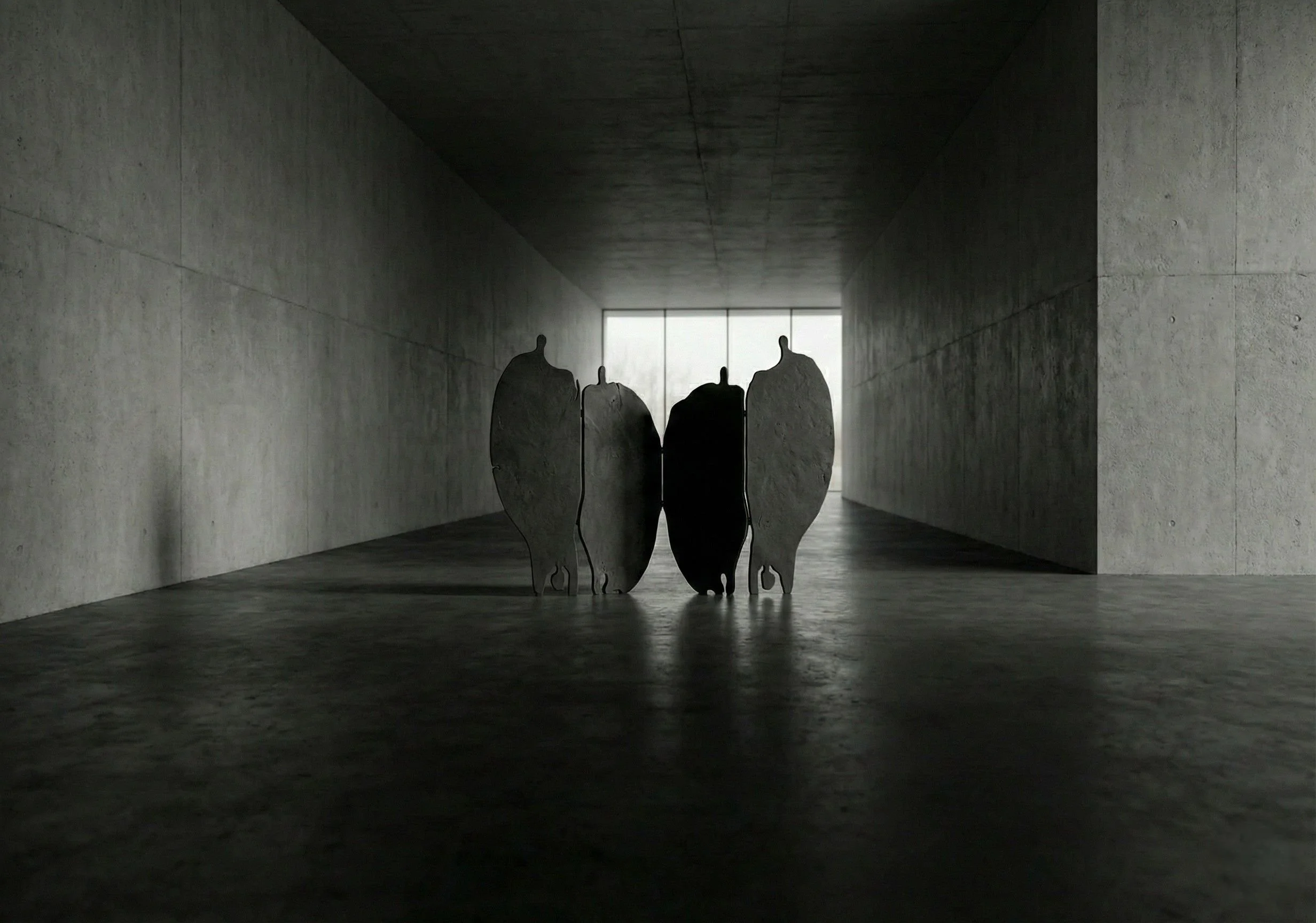 Black microcement sculptural room divider Morphic 01 collectible design