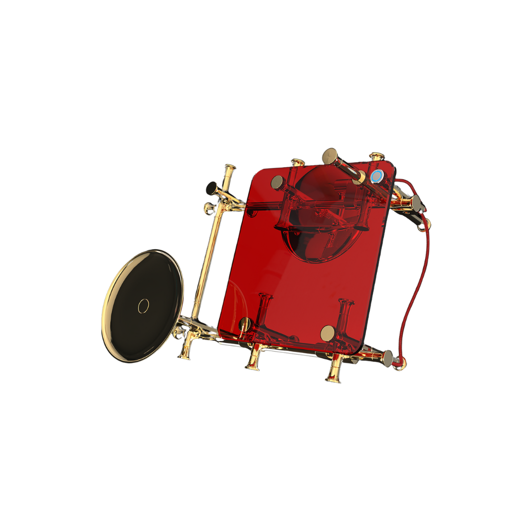 Collectible design lamp X21 by Chen Darui with sculptural glass and metal structure at EAST WEST SPACE showroom