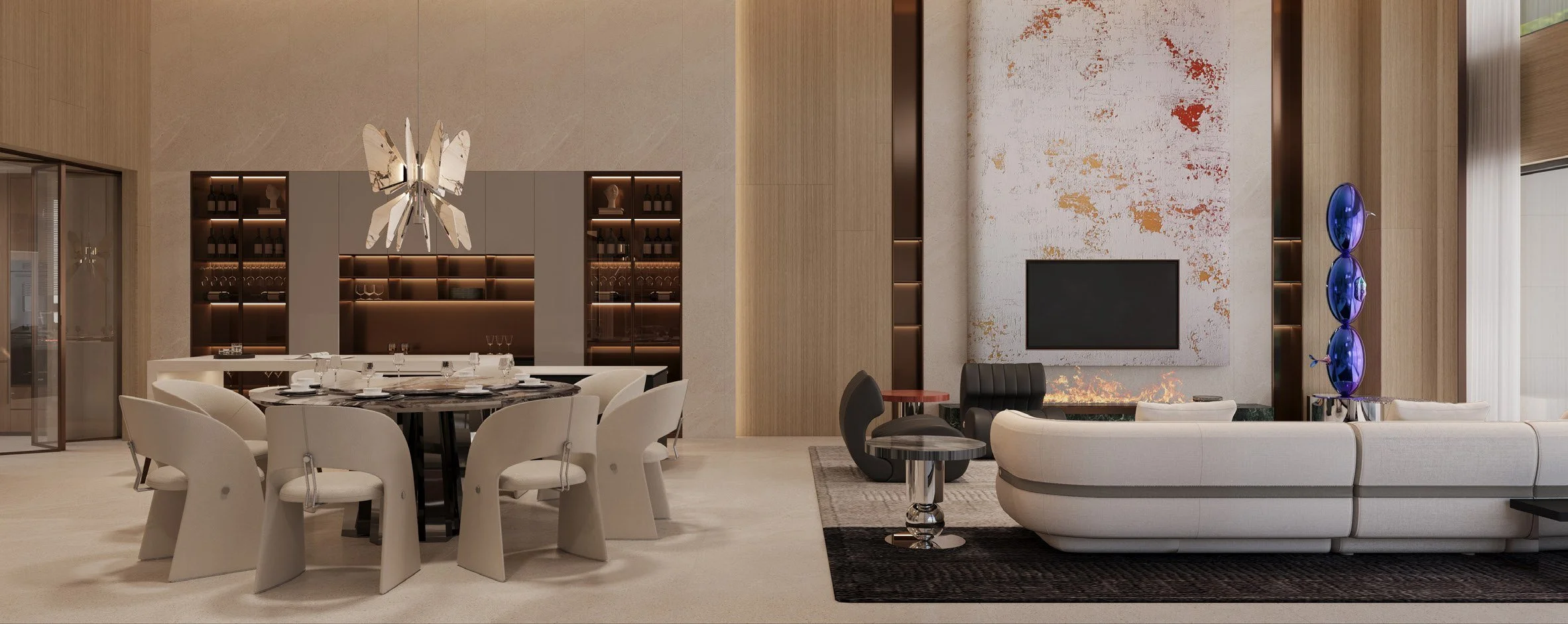 Nature-inspired luxury pendant lamp with illuminated dragonfly wings