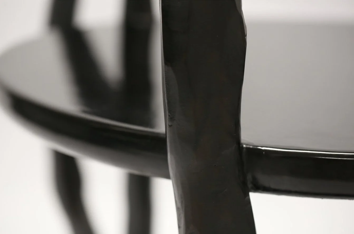 Sculptural circular side table in Chinese lacquer by Jiaying Xu