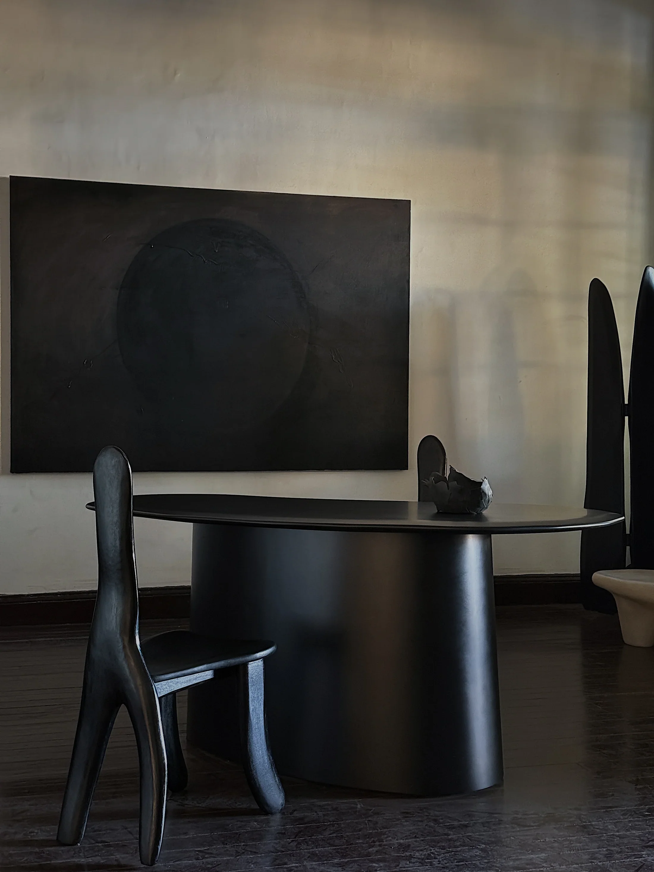 Sculptural collectible design chair KAR Studio modern resin and Chinese lacquer furniture piece in EAST WEST SPACE