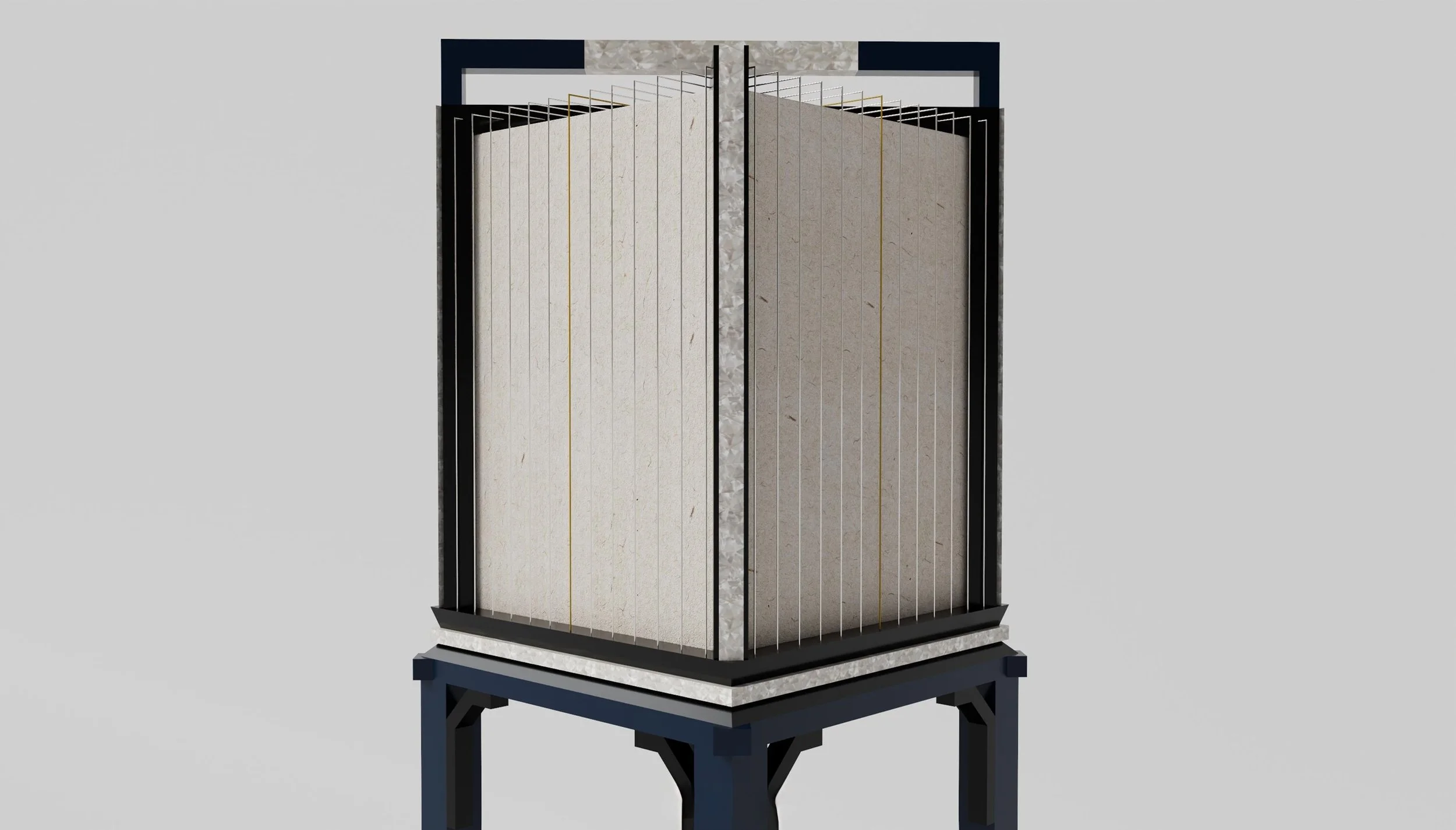 Luxury collectible lighting piece, Birdcage Lamp featuring vertical slat enclosure