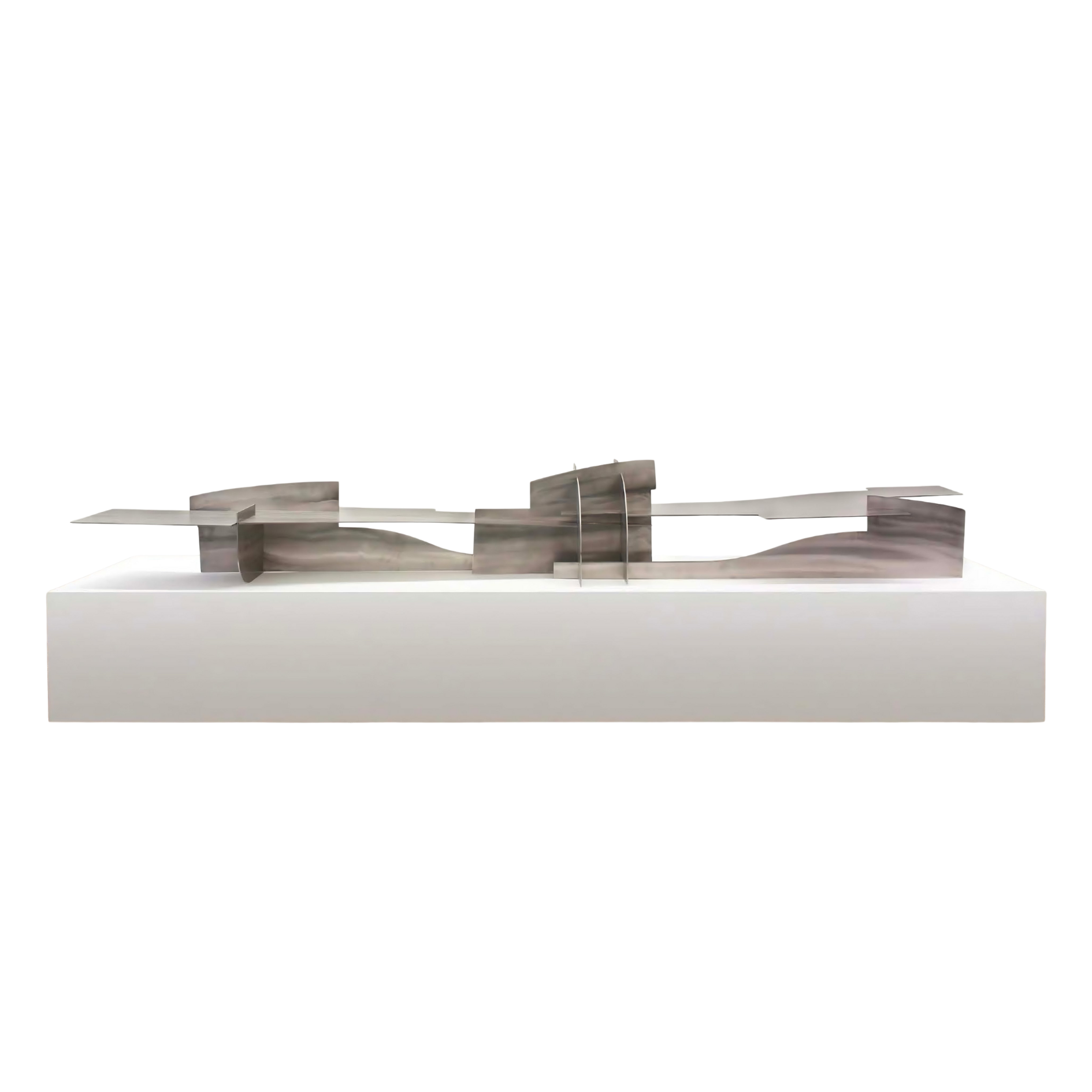 Steel horizon-inspired sculpture Composition for a Horizon by Pablo Leonardo at EAST WEST SPACE.