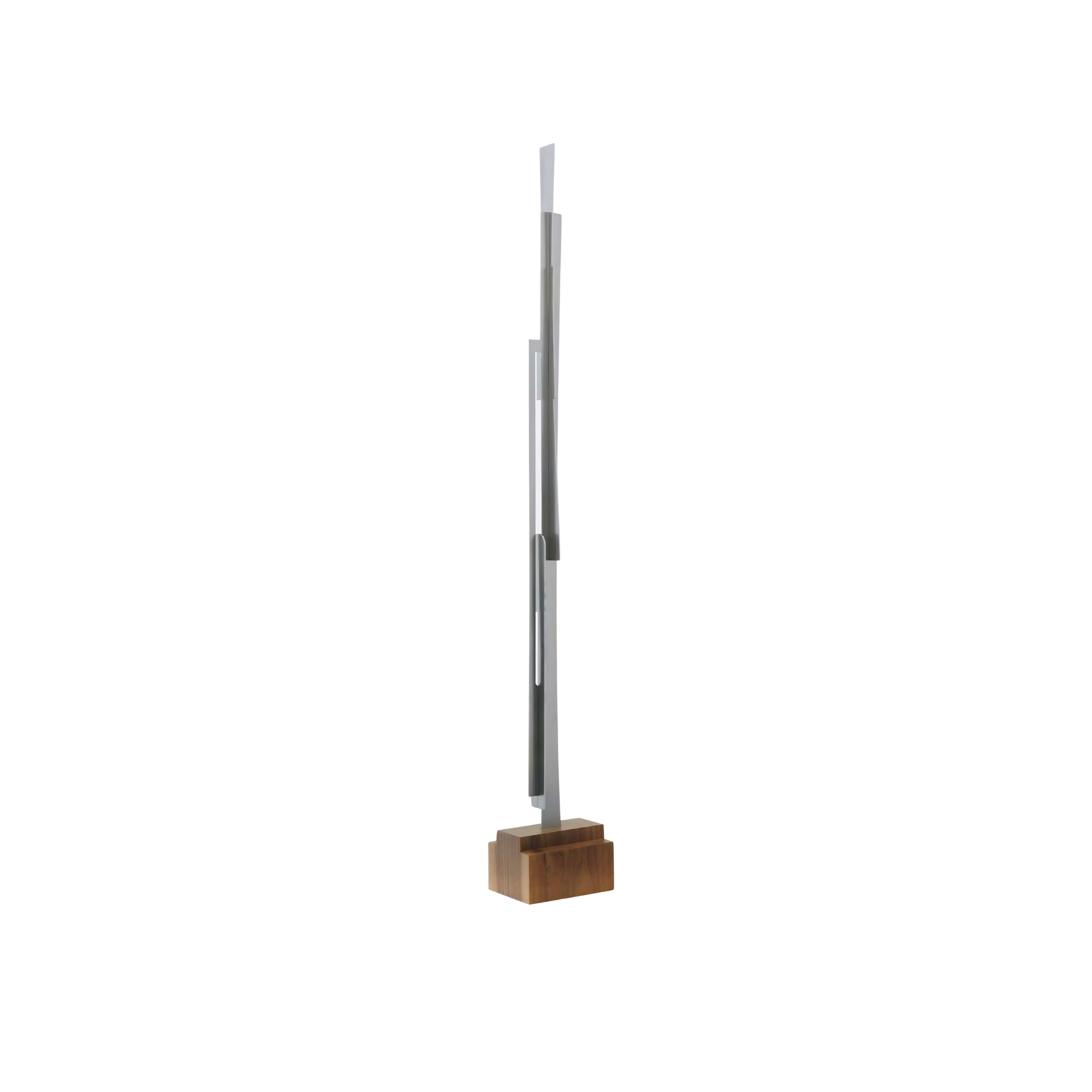 Composition Totem N5 steel sculpture with walnut base by Pablo Leonardo at the EAST WEST SPACE showroom.