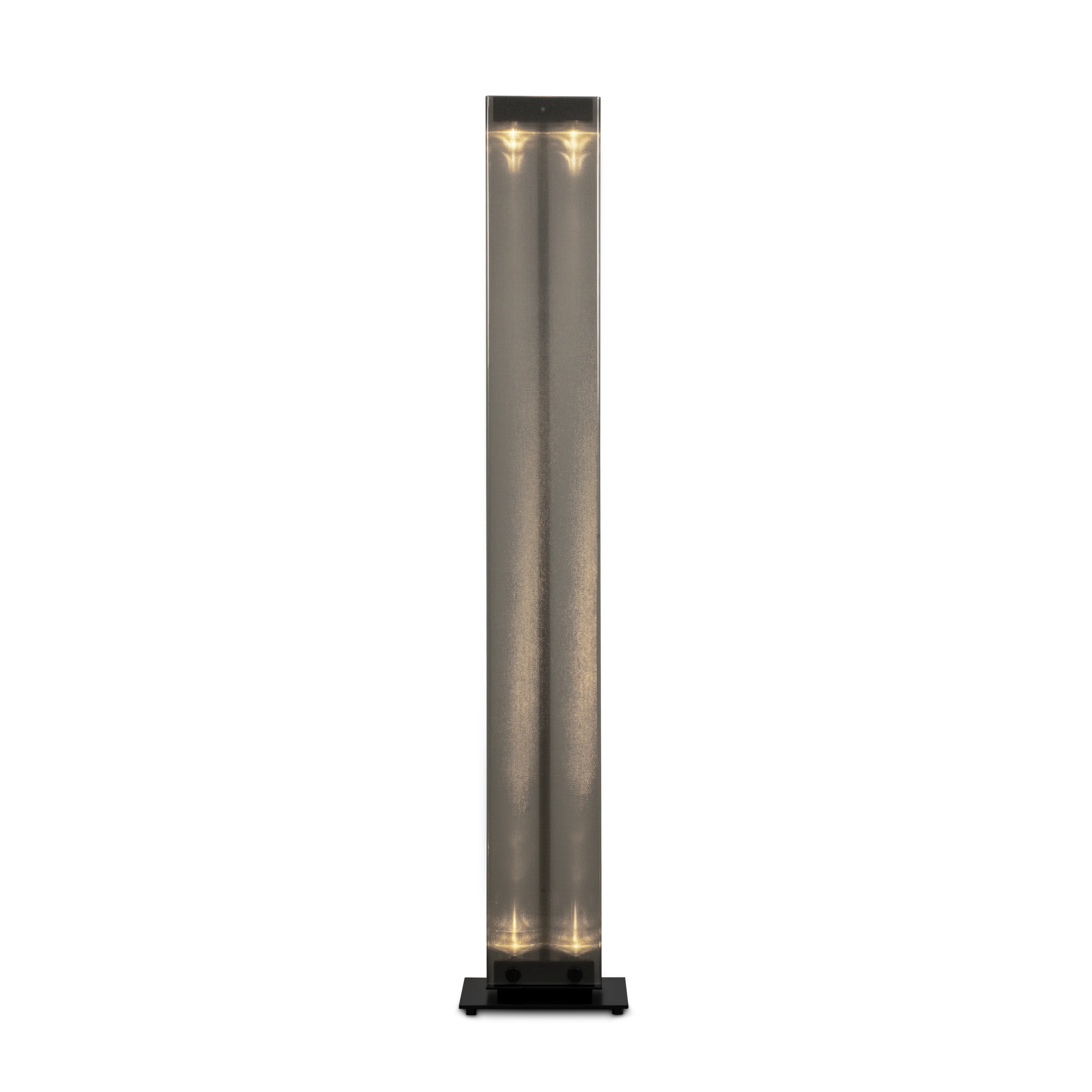 Belux Twilight floor lamp in black by John & Samantha Ritschl-Lassoudry, light column with warm top and bottom LEDs