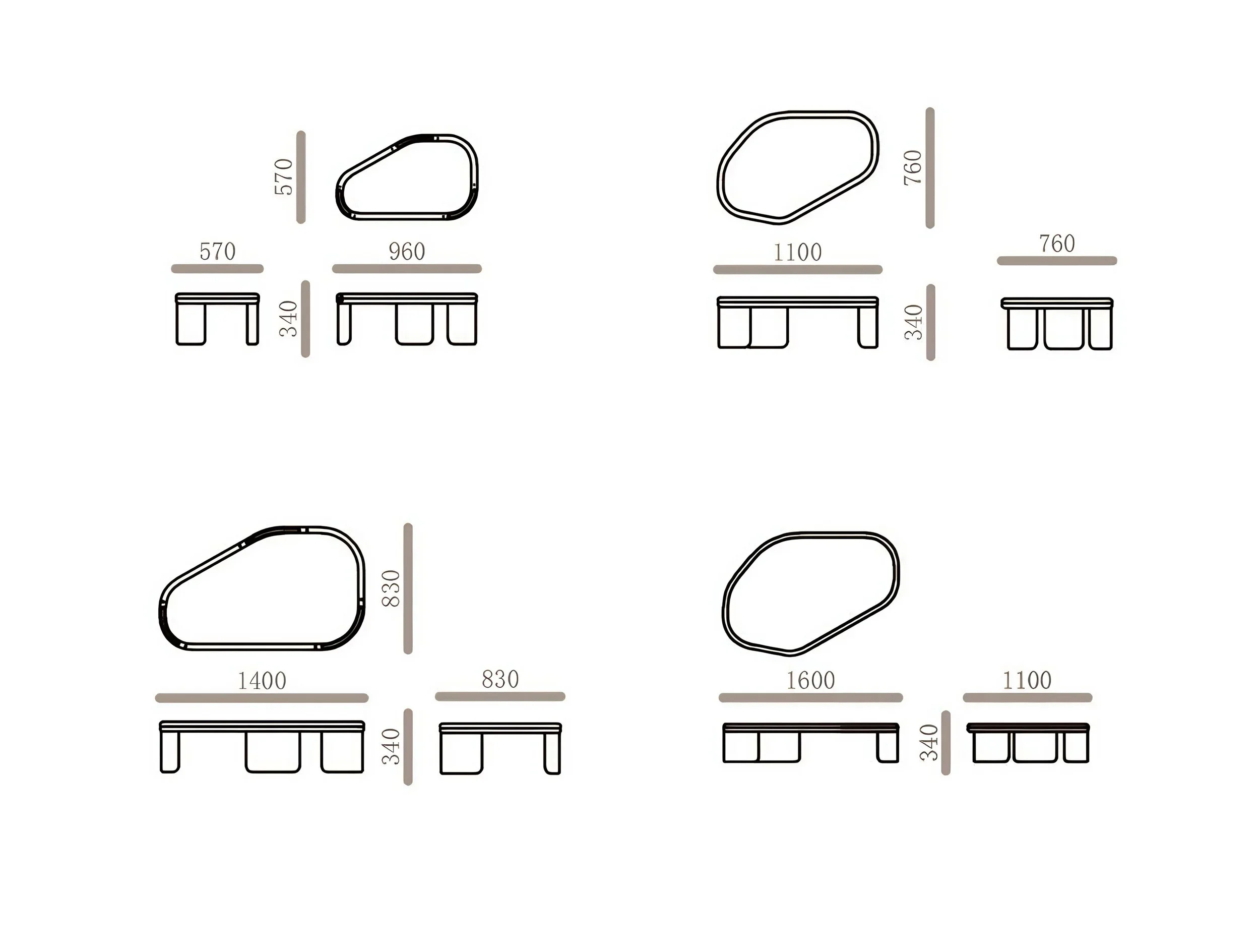 Modern collectible table with asymmetric soft shape by Maxmarko.