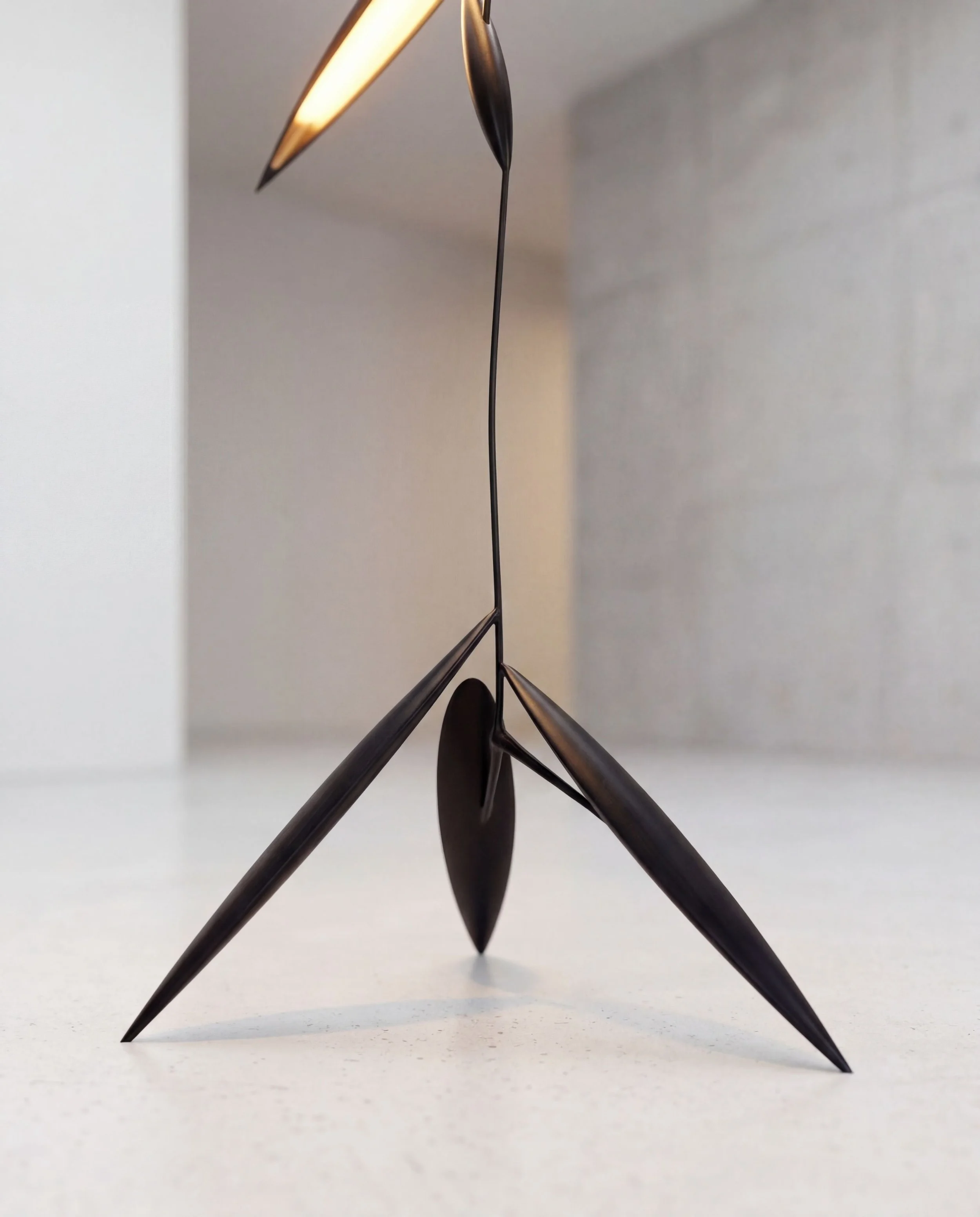 Collectible design floor lamp with thin structure and ambient lighting