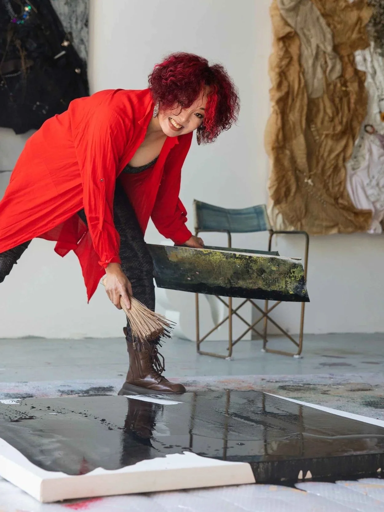 Bian Jing portrait contemporary artist studio photograph represented by EAST WEST art gallery