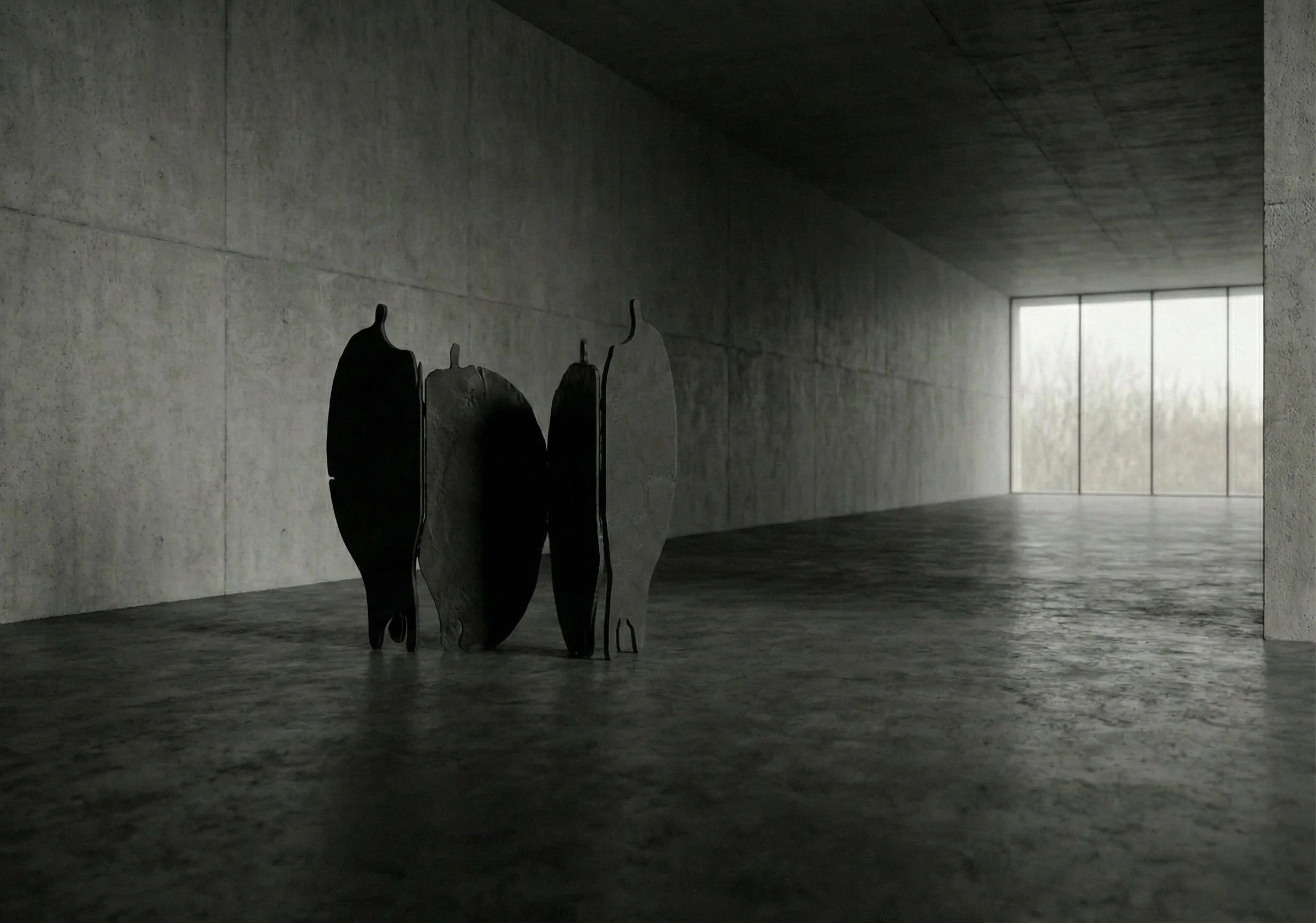 Sculptural folding screen Morphic 01 exploring human morphology silhouettes