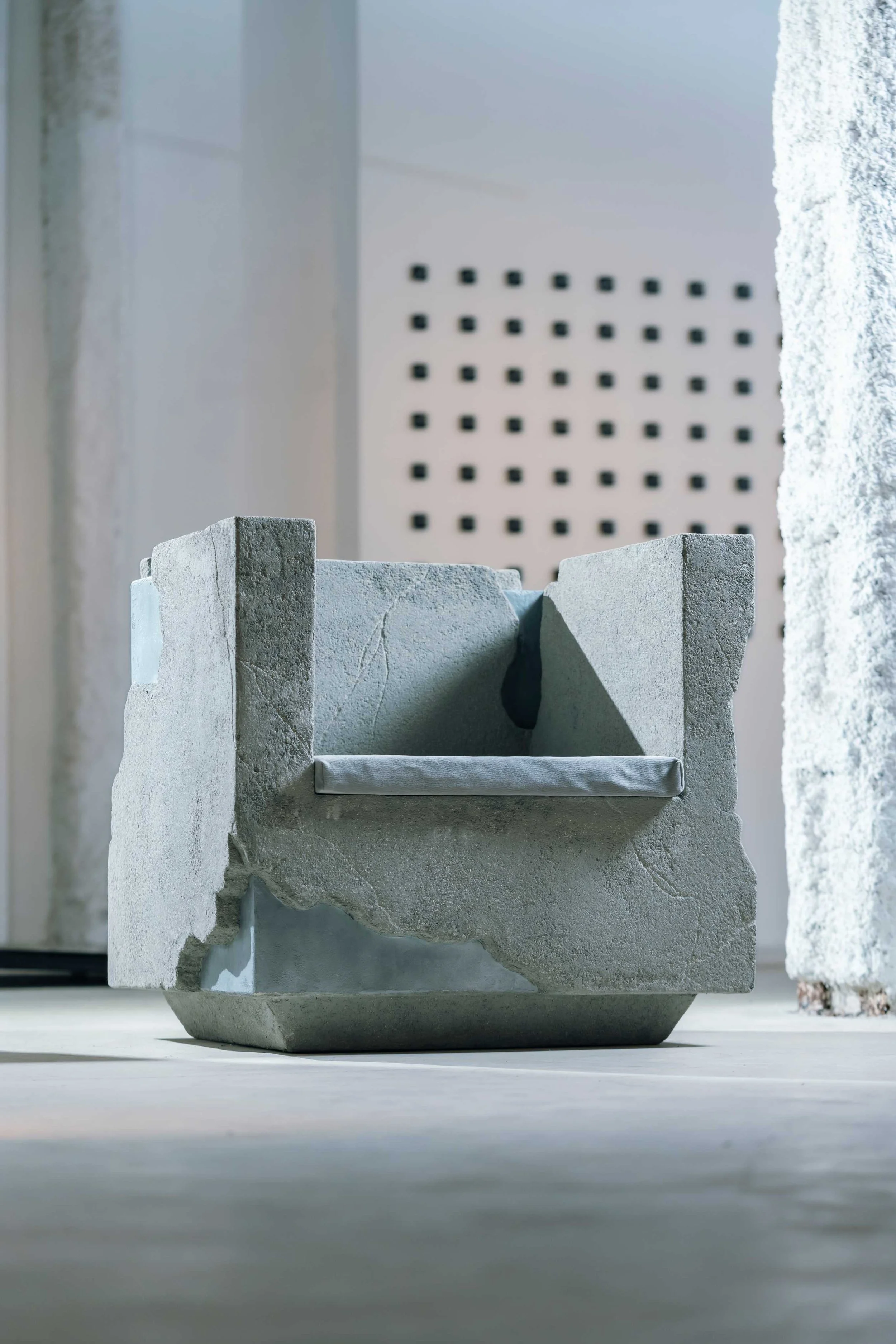 Architectural armchair Monolithe by Minimal Studio at EAST WEST SPACE, contemporary collectible design furniture Barcelona