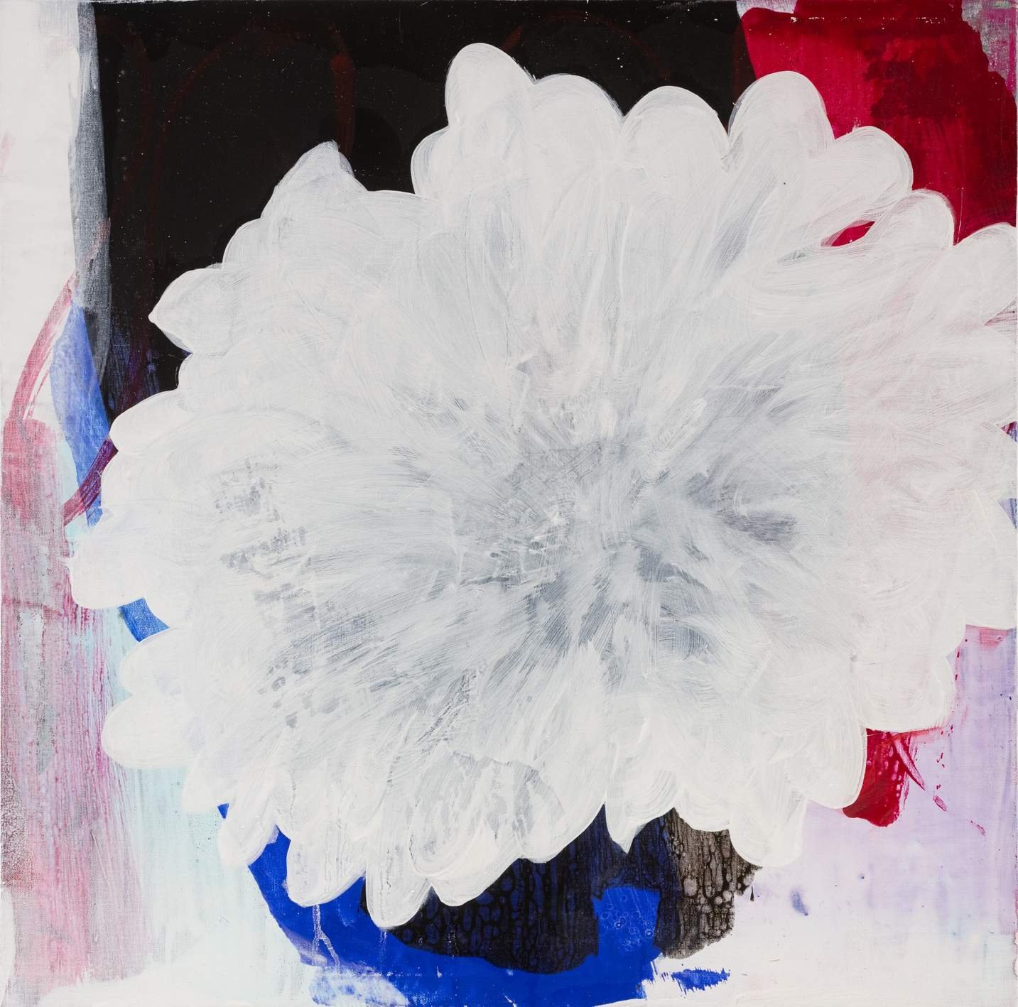 Contemporary Chinese art painting by Bian Jing, floral symbolism and layered acrylic technique, EAST WEST Barcelona