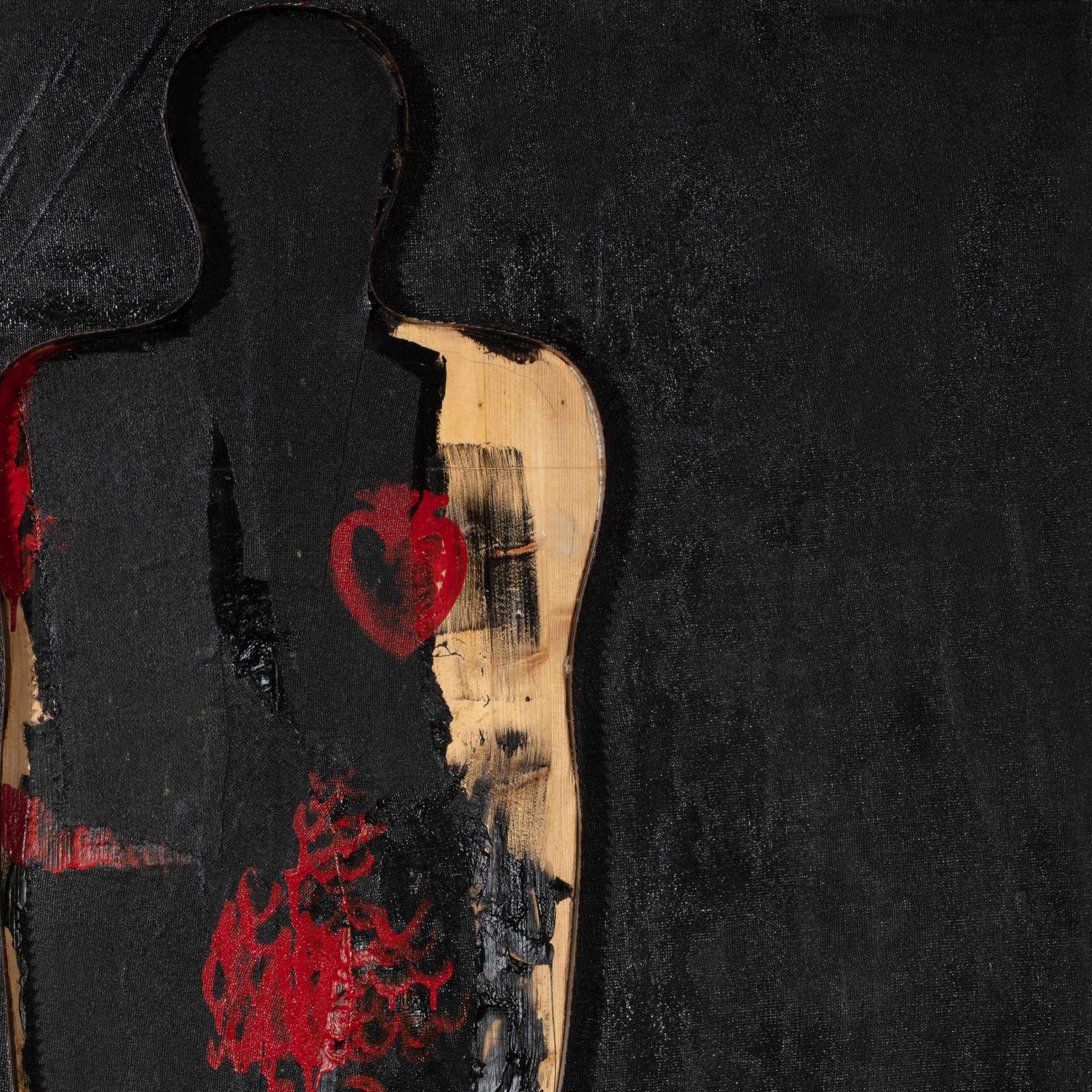 Chinese contemporary art combining metal, wood and linen