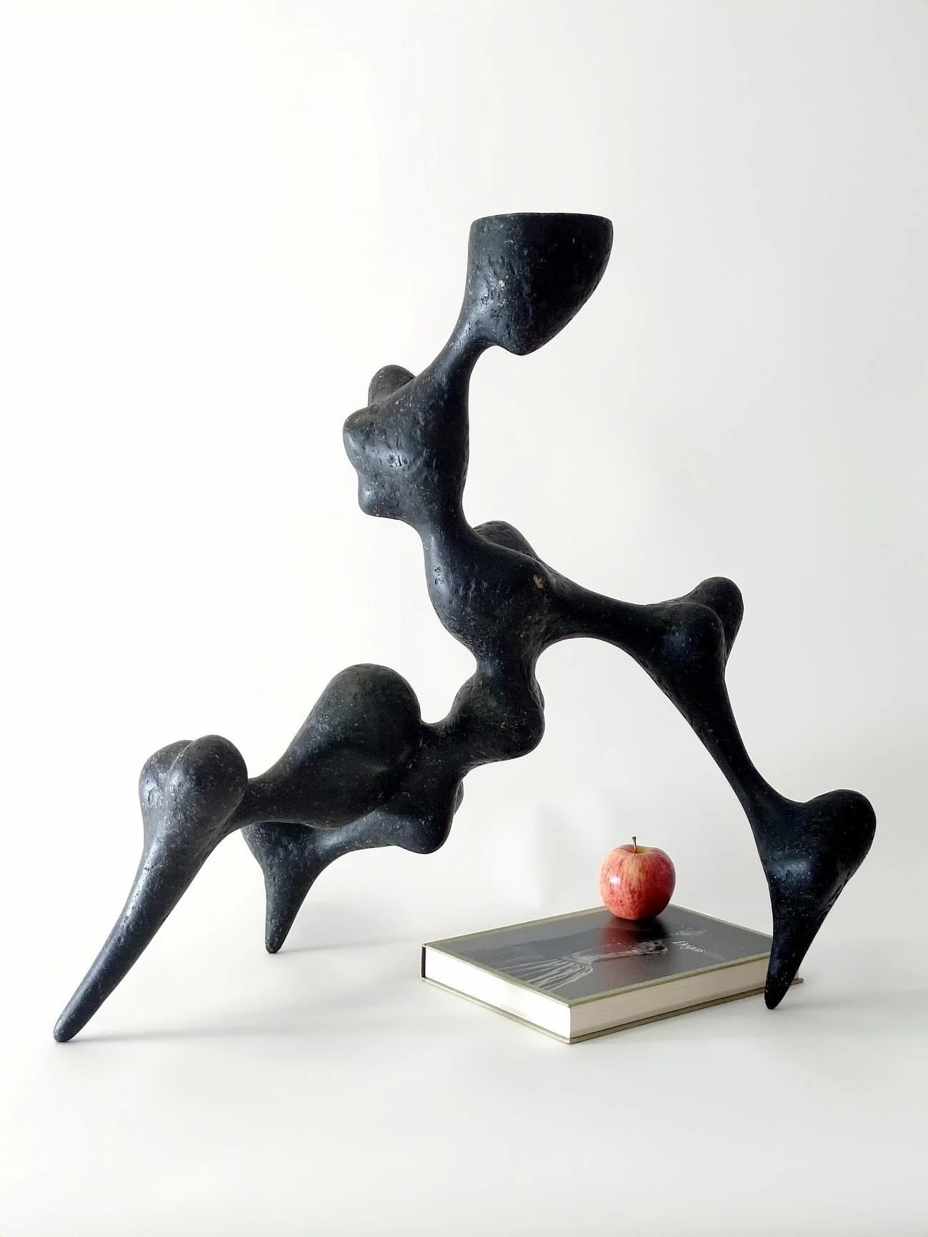 Bicho II contemporary sculpture by Justino Del Casar, human-animal hybrid form on a white background