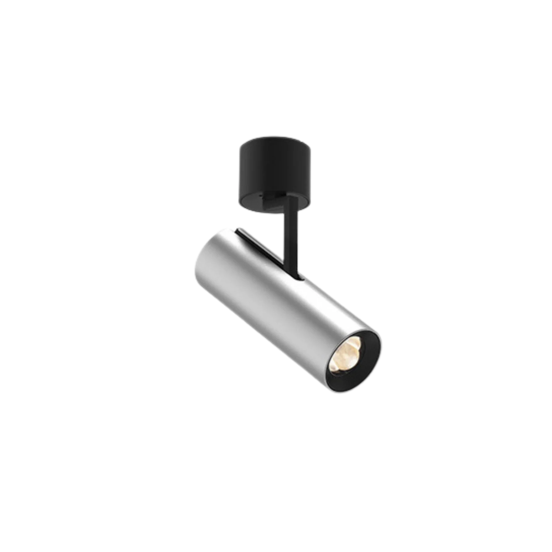 Kreon Holon 60 Directional Surface spotlight in aluminium with black ceiling base, adjustable architectural lighting