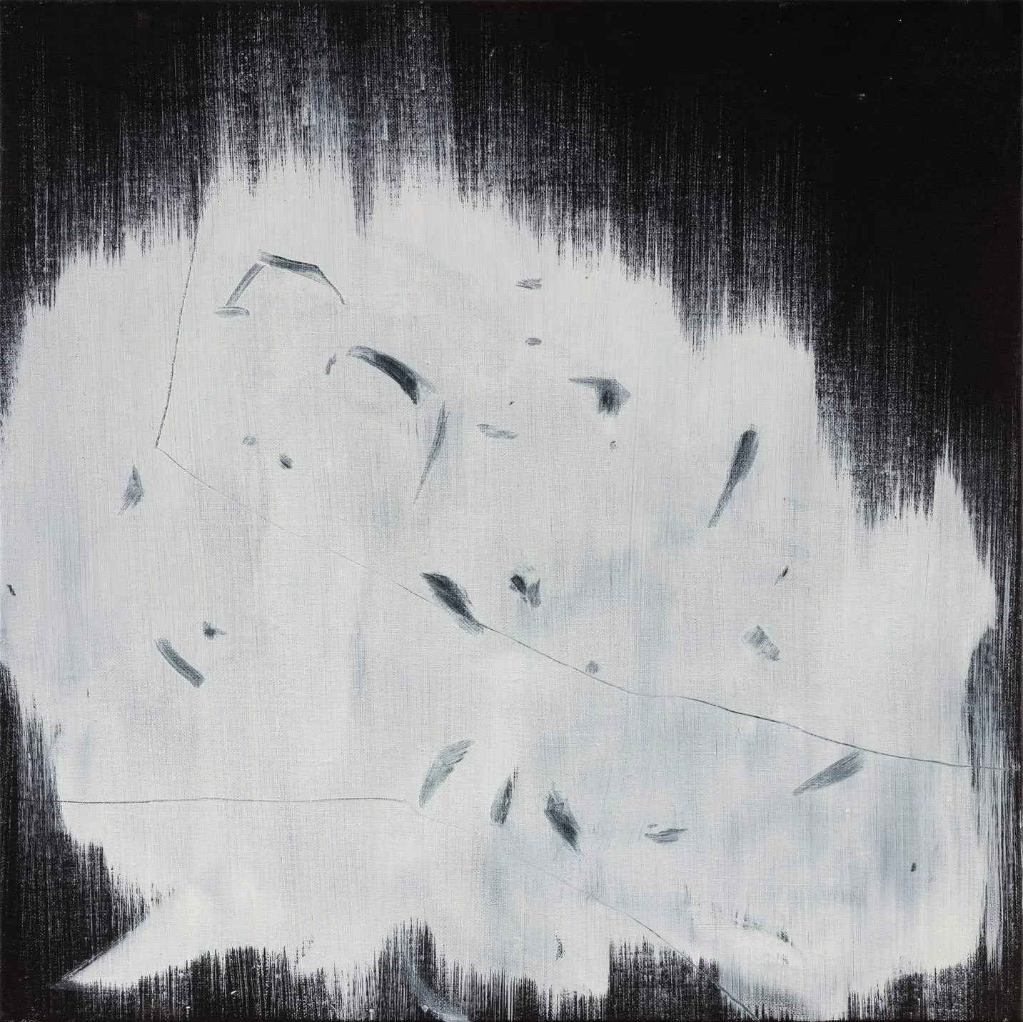 Bold black floral composition by Bian Jing, contemporary acrylic painting exhibited at EAST WEST art gallery