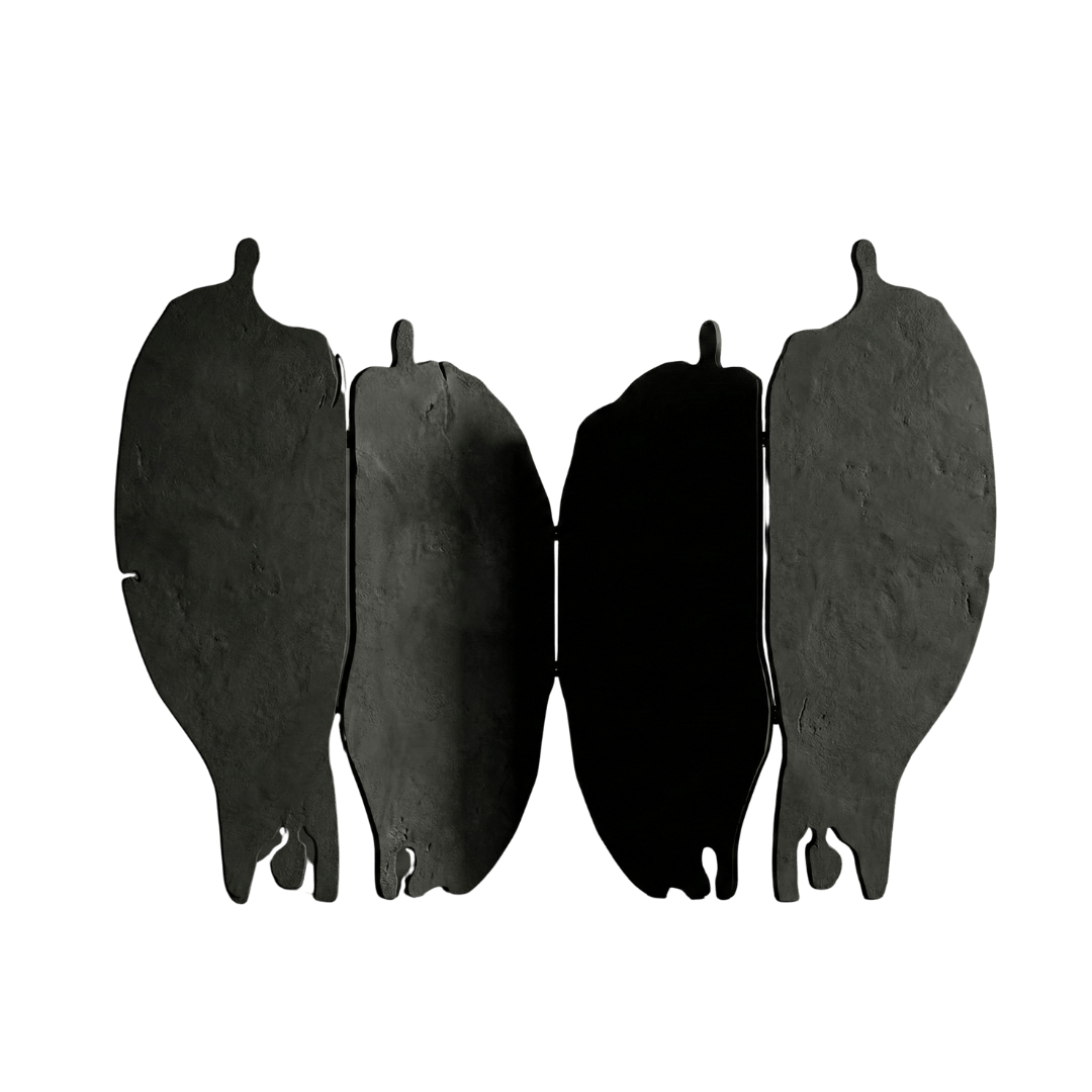 Morphic 01 folding screen by Robert Pous in black microcement collectible design