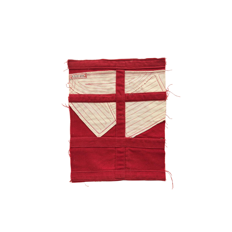 Simple Red textile artwork by Zhang Yonghong, contemporary Chinese fiber art — EAST WEST SPACE