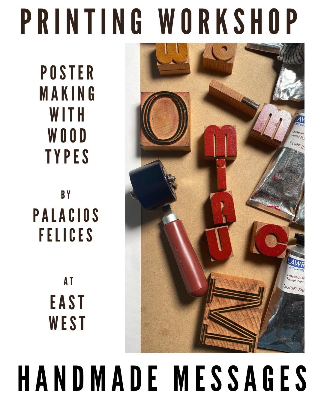 Traditional letterpress tools and materials prepared for a hands-on creative workshop.