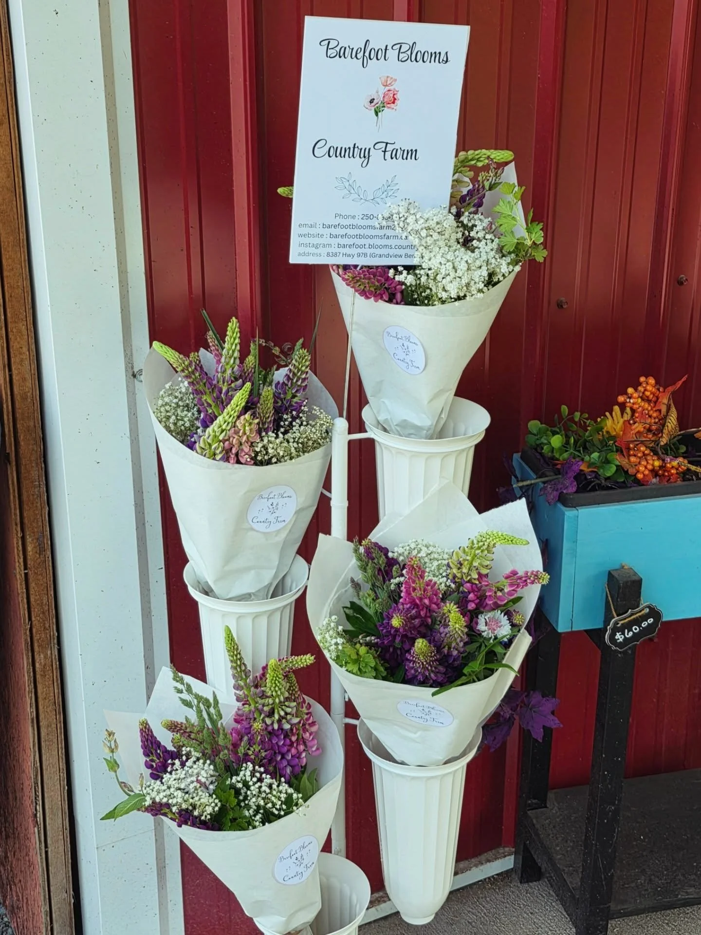 We have some beautiful flowers in from Barefoot Blooms Country Farm. These bouquets are $20 each &amp; we have 4 available! 💐 
 
They are located just down the road from us off hwy 97b. @barefoot.blooms.country.farm

#flowers #shoplocal #bouquets