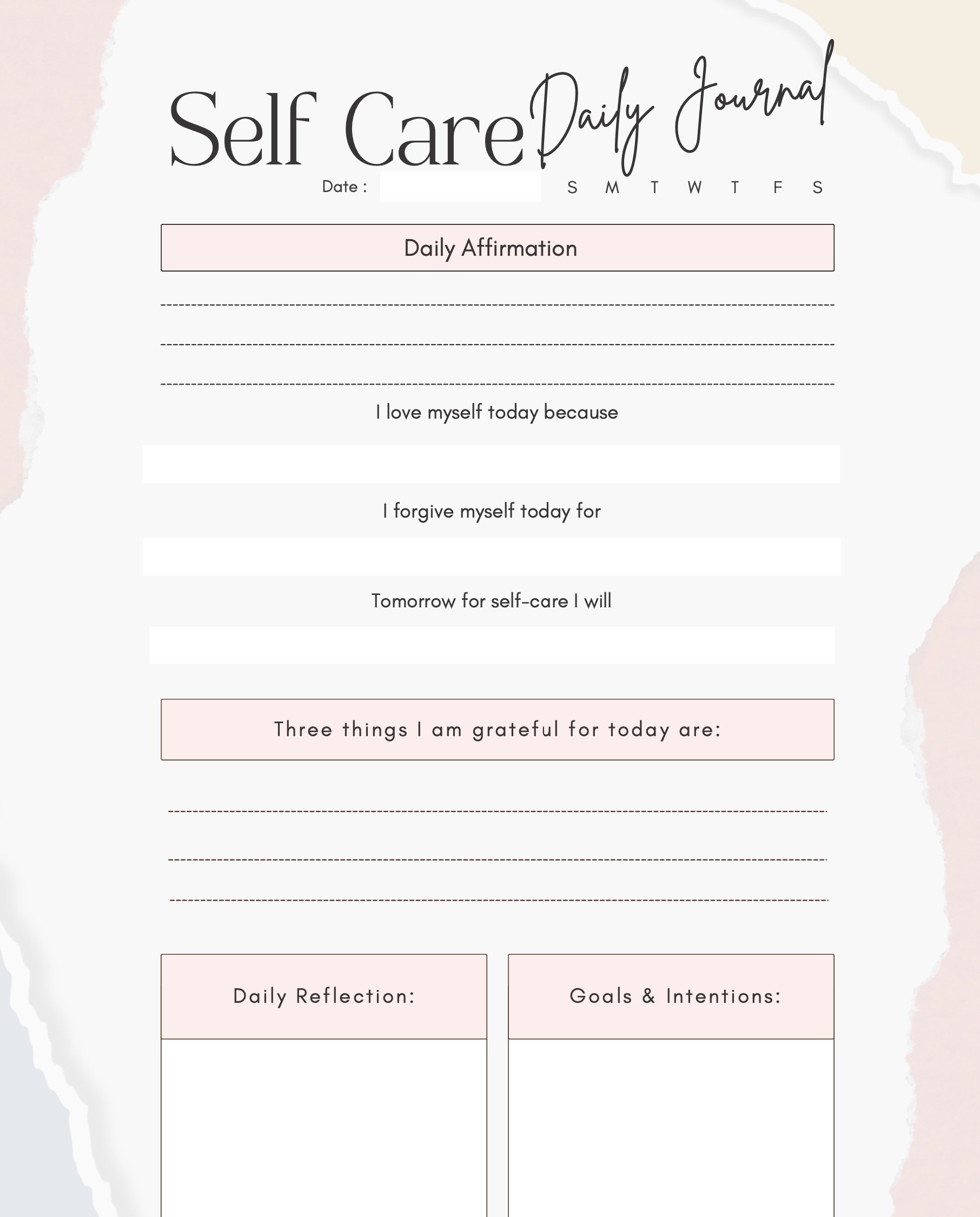 Self care journal
