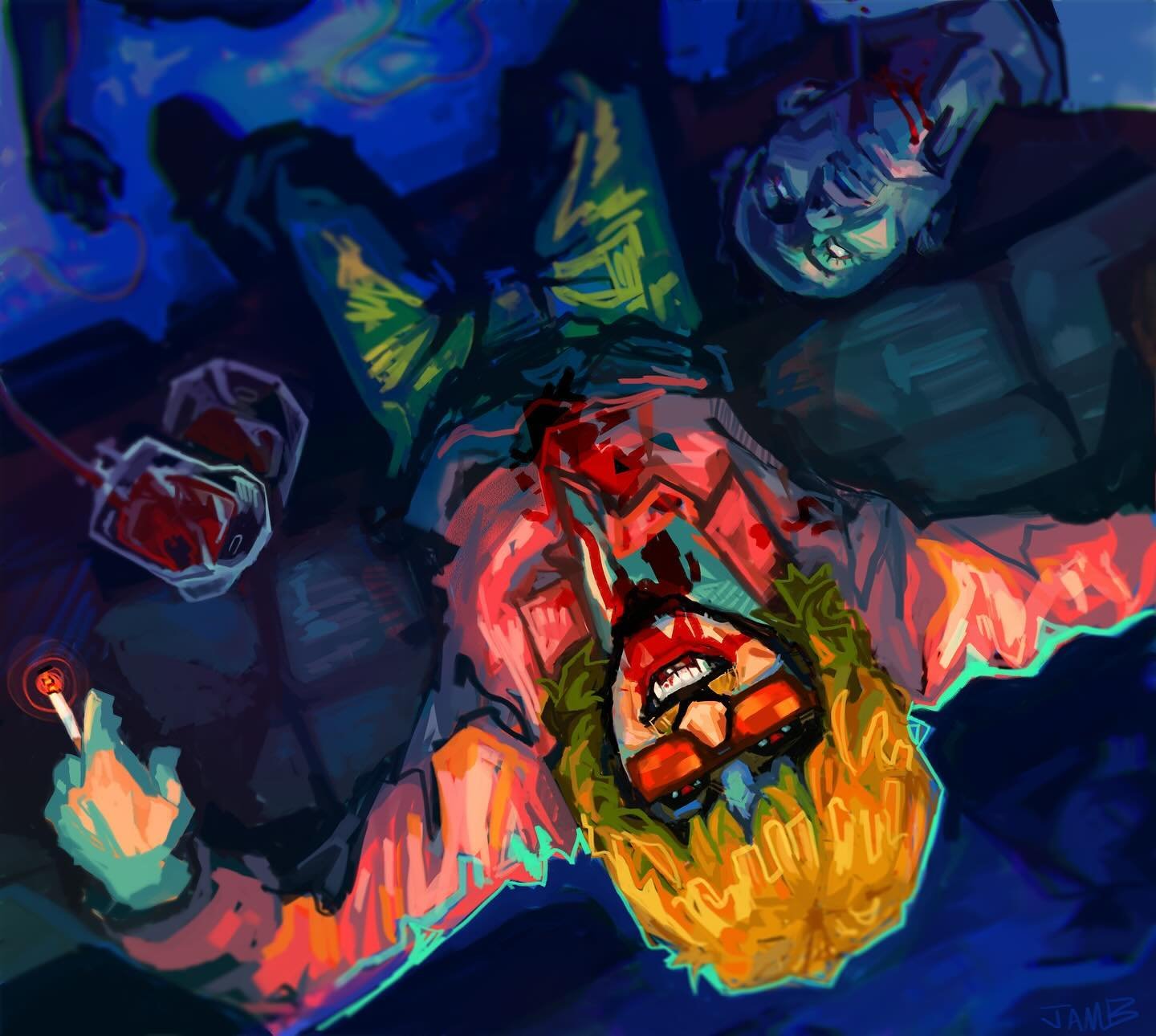 My current vampire the masquerade pc for our Coachella chronicle, Dr Adrian Clarke. He&rsquo;s a manipulative 70s pop psychologist turned malkavian would-be cult leader

#vtm #vampirethemasquerade #vampire #ttrpgart #worldofdarkness #digitalart #orig