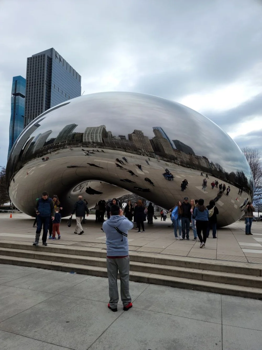 Chicago Bean in Millennium Park, People Around, Man Blocking Shot