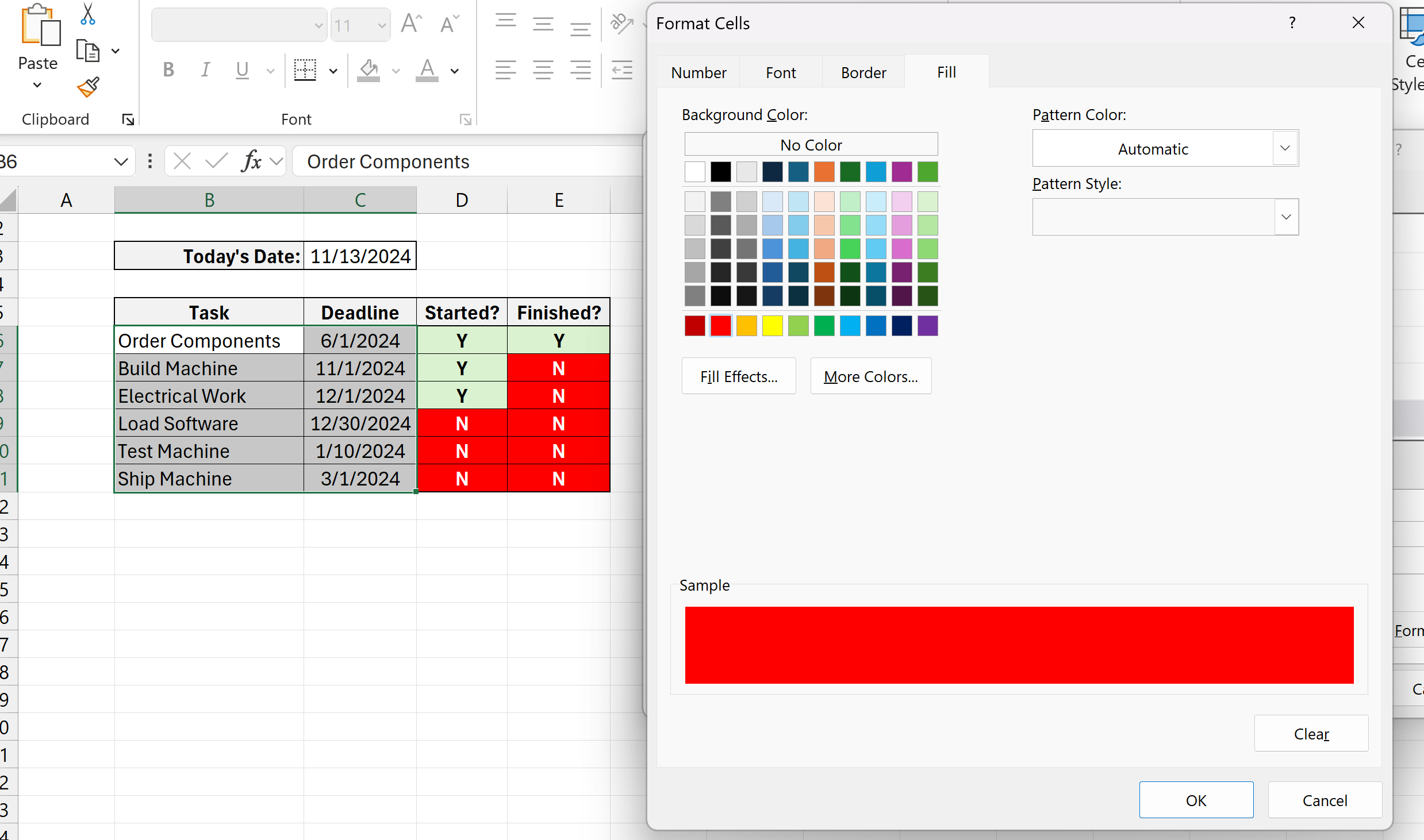 Conditional Formatting Format Cells Window Red Fill Microsoft Excel Basics
