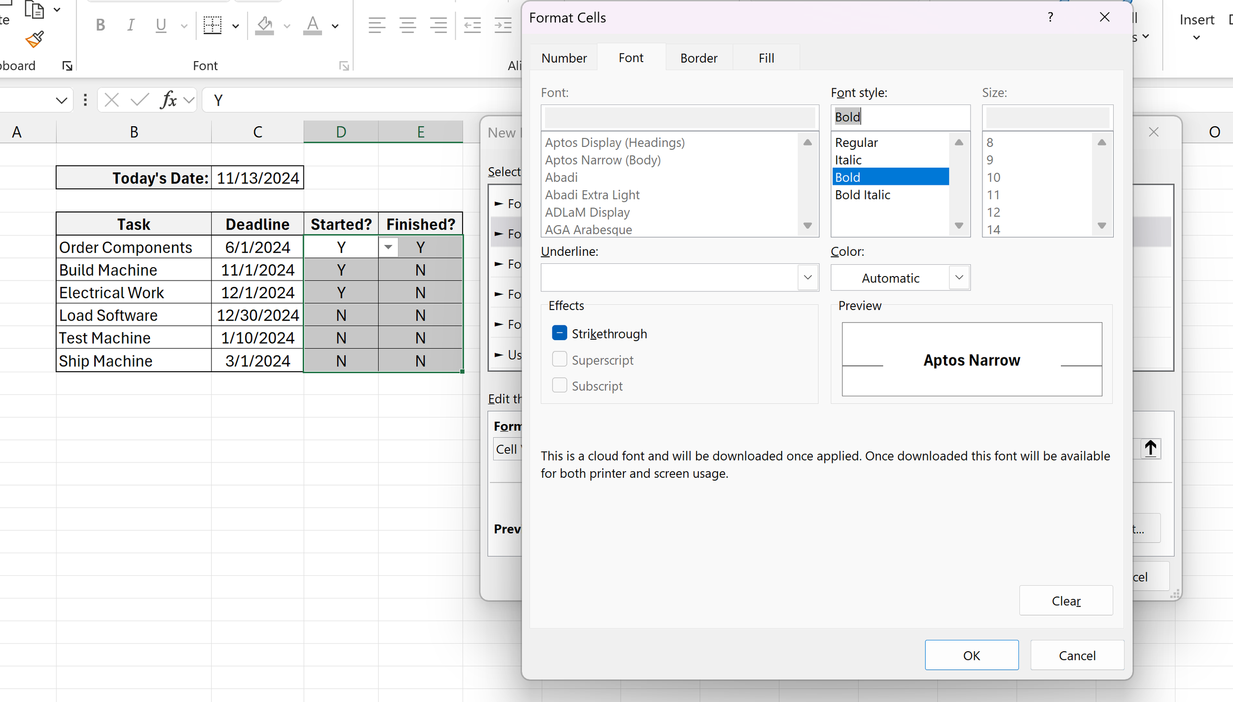 Conditional Formatting Format Cells Window Bold Font Microsoft Excel Basics