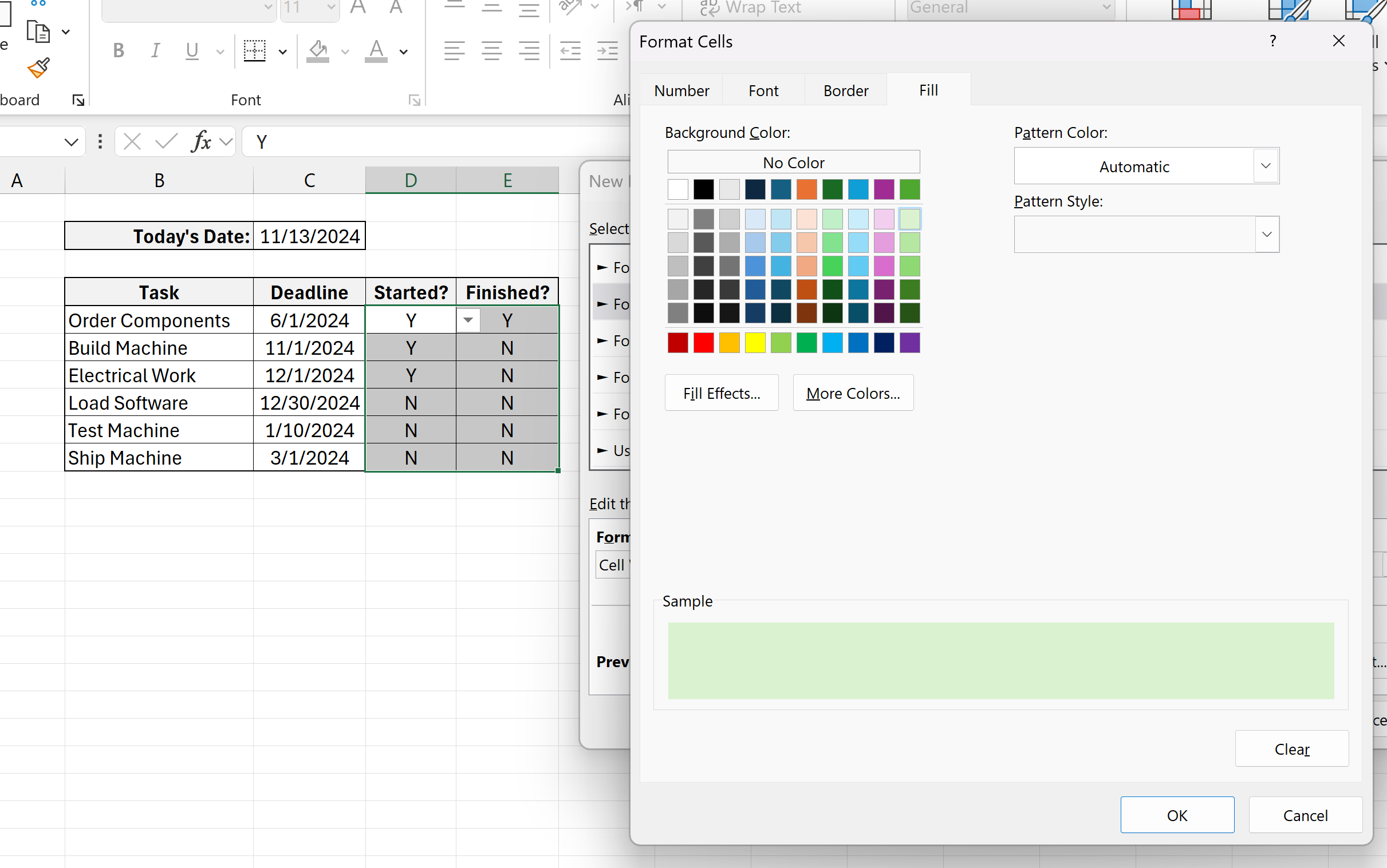 Conditional Formatting Format Cells Window Green Fill Microsoft Excel Basics