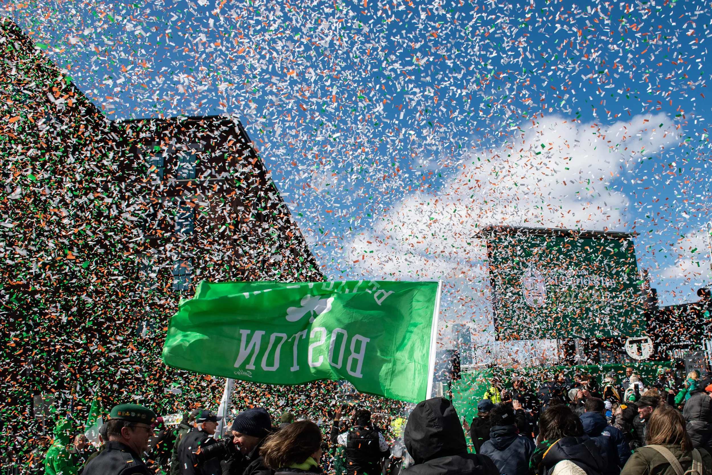 Confetti is launched into the air at start of the South Boston St. Patrick’s Day/Evacuation Day Parade on Sunday, March 19, 2023.  What's the best way to get there?
