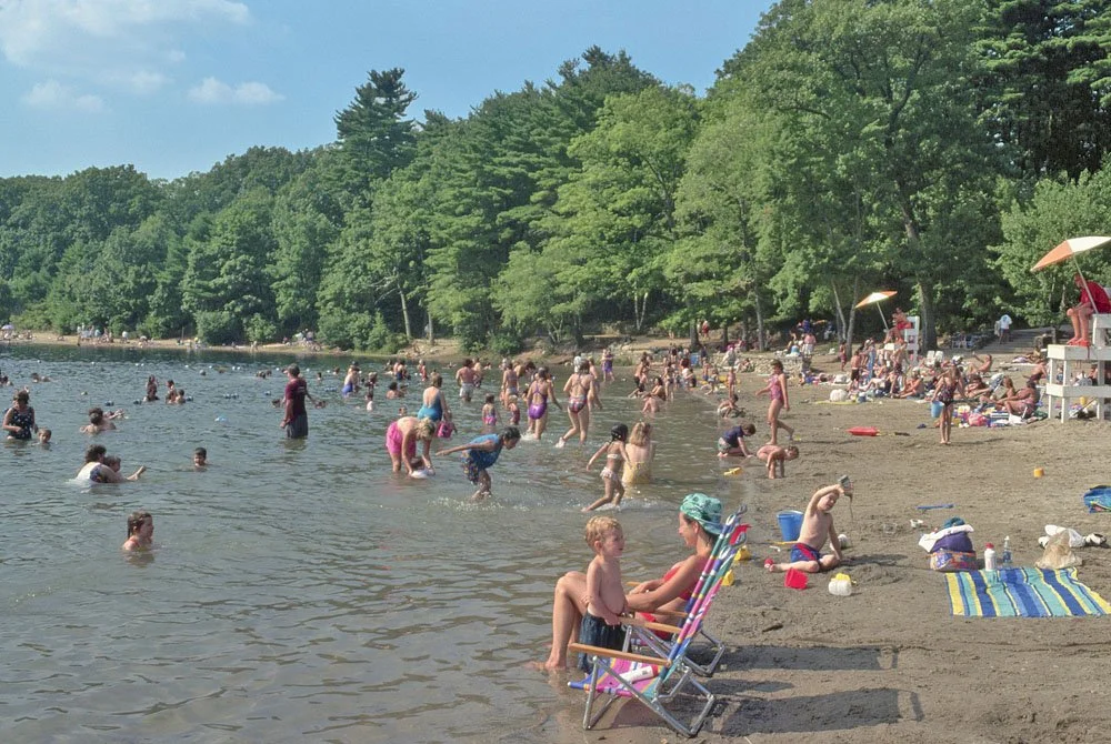 Busy beach day at Waldon Pond