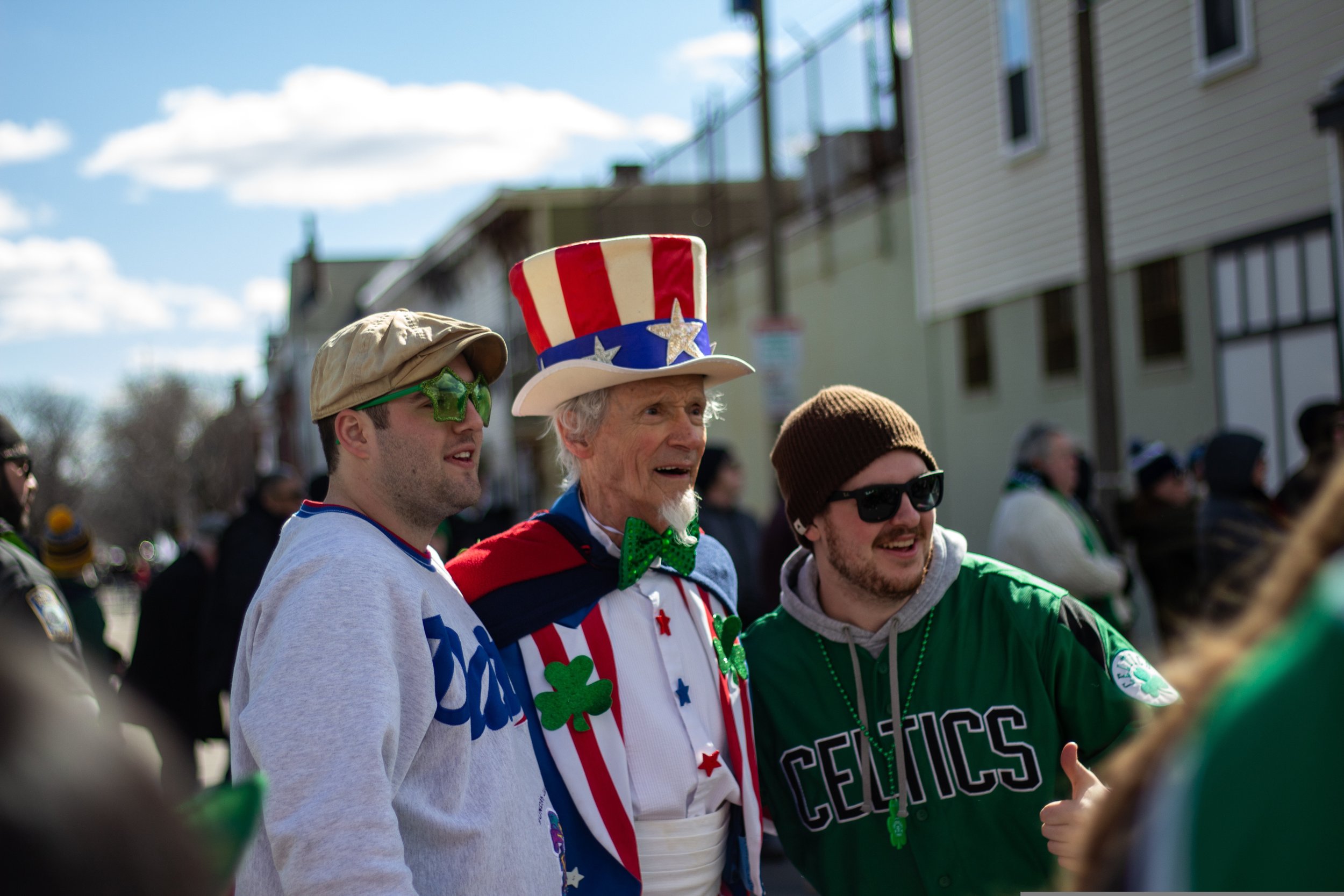 Posing for photos with Uncle Sam