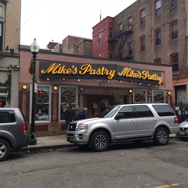 Storefront of Mike's Pastry, a famous bakery located in the North End neighborhood of Boston, Massachusetts