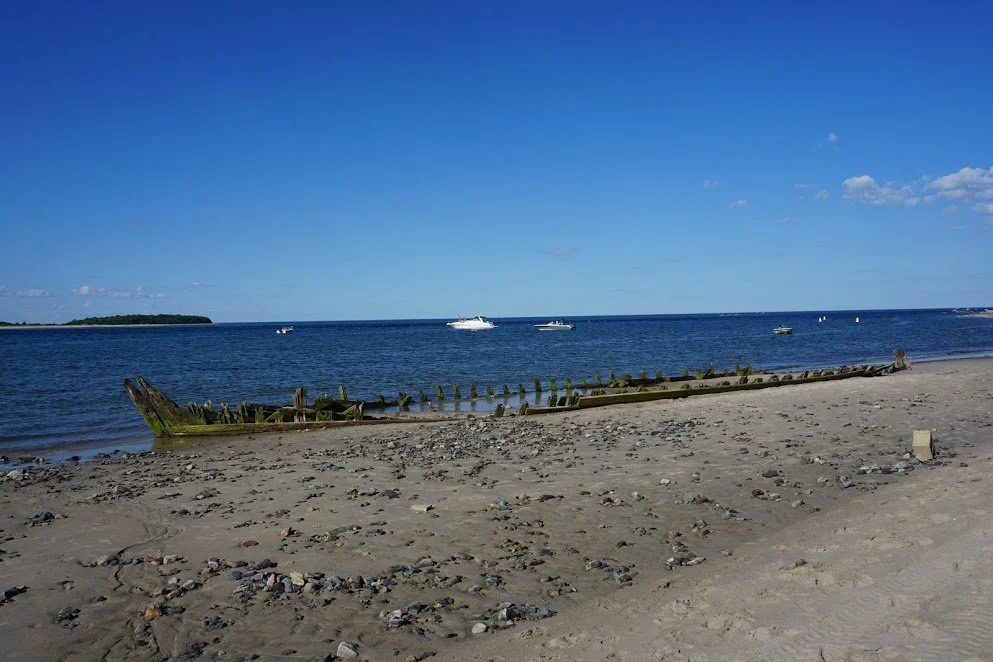 The wreck of the Grand Banks schooner Ada K. Damon on Crane Beach in Ipswich, MA as it appeared on July 3rd, 2017.
