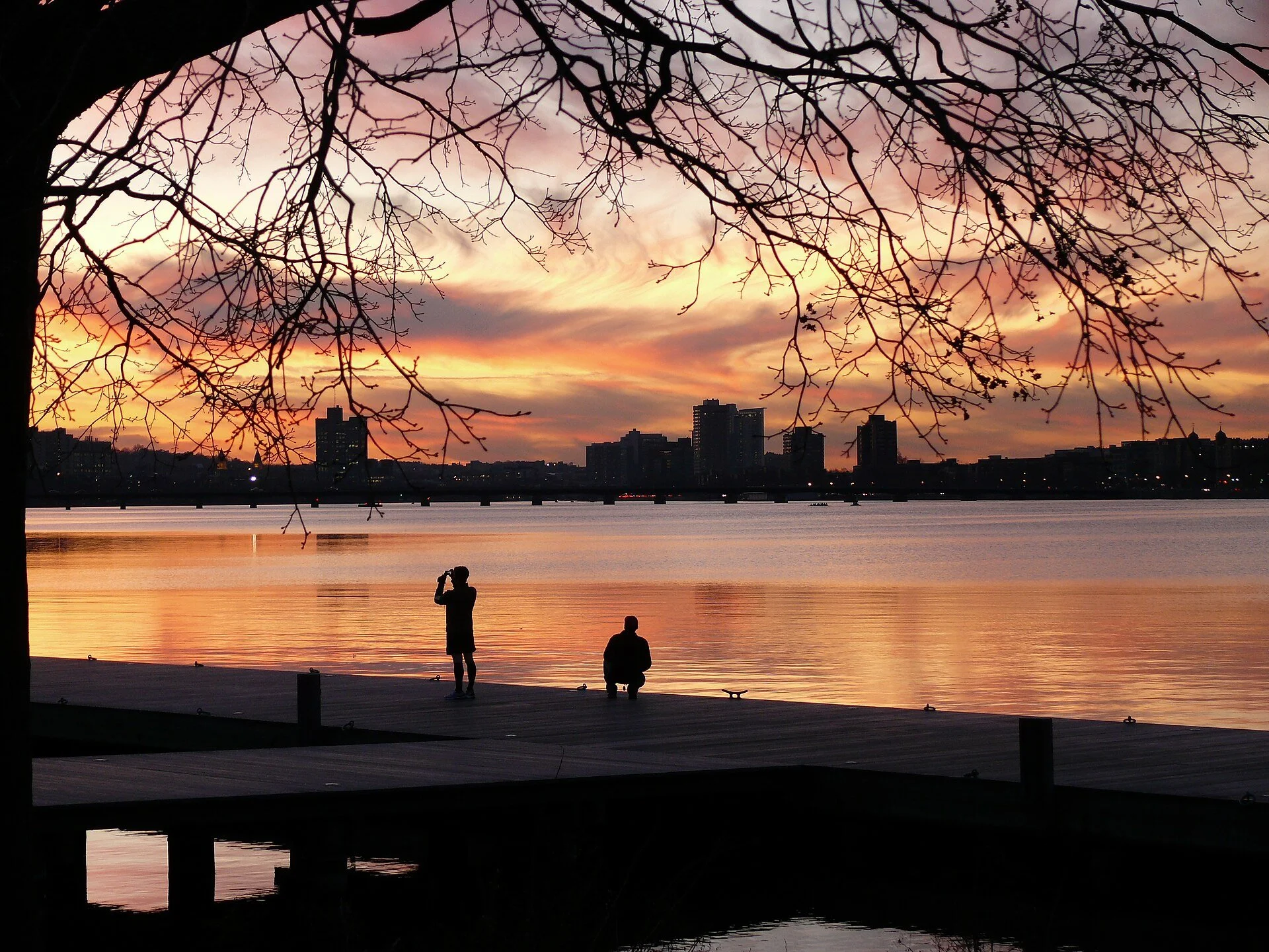 Sunset Over the Charles River in Boston