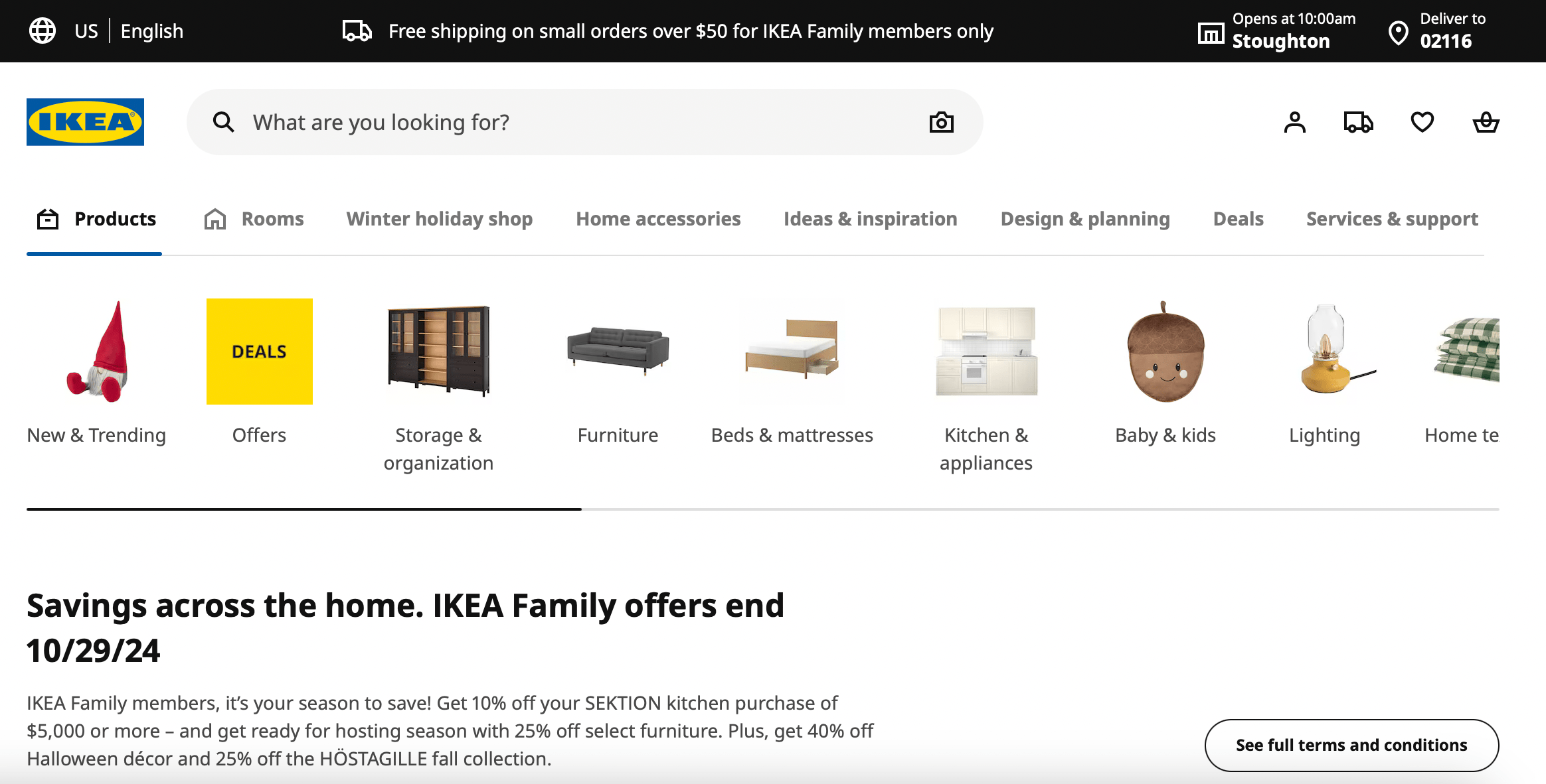 IKEA webpage