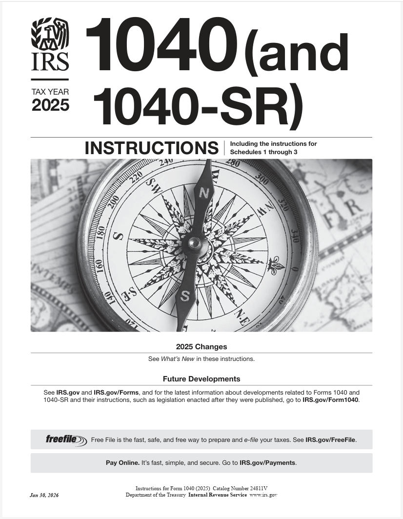 Instructional booklet for Form 1040 Tax Year 2025