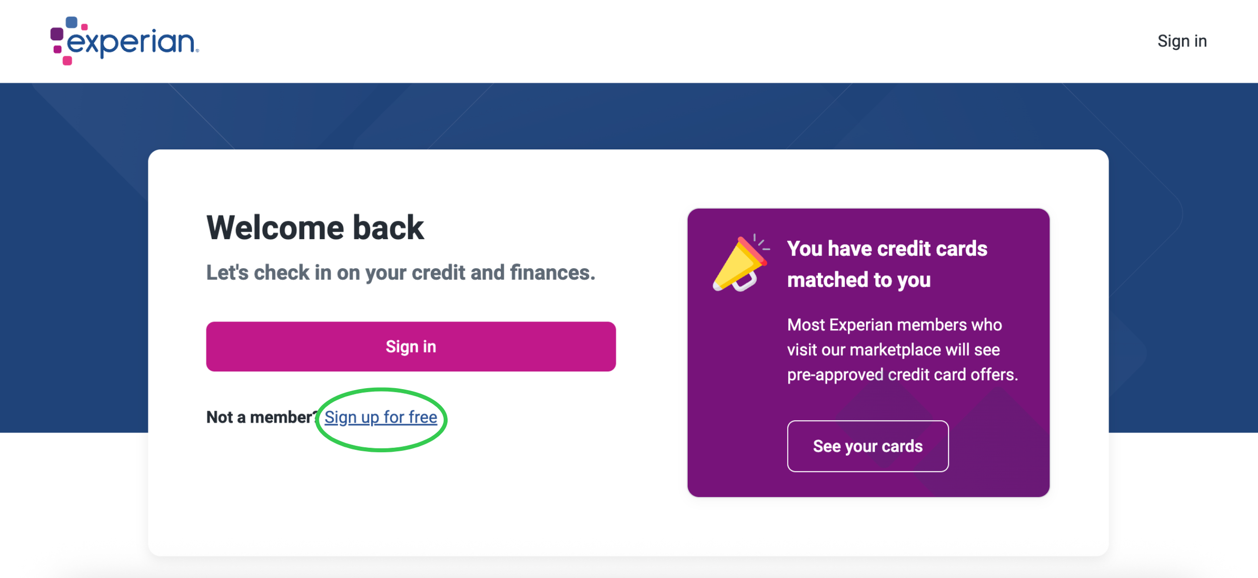 Homepage of Experian