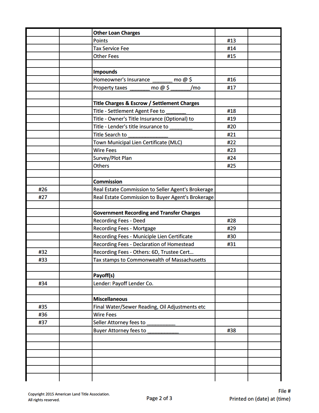 ALTA Form page 2 of 3