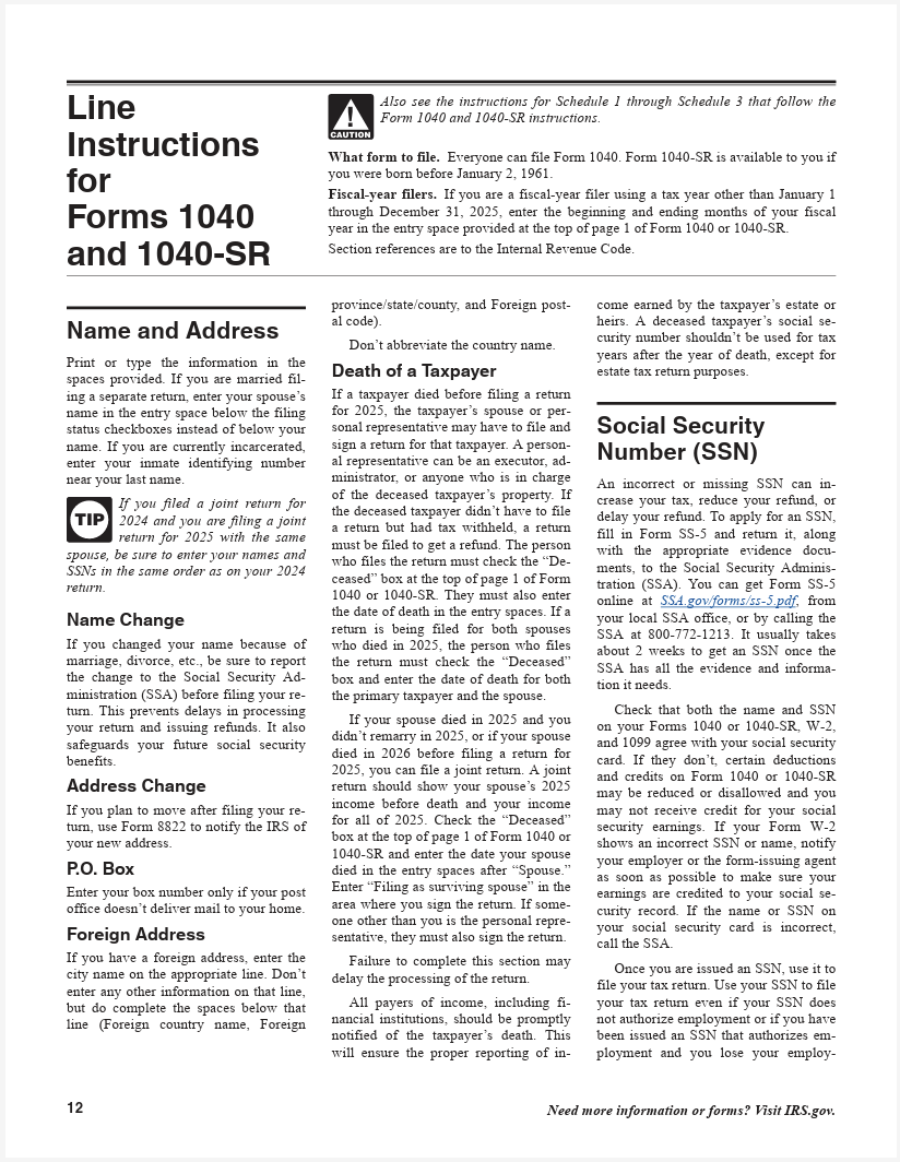 Line instructions for Form 1040 Tax Year 2025