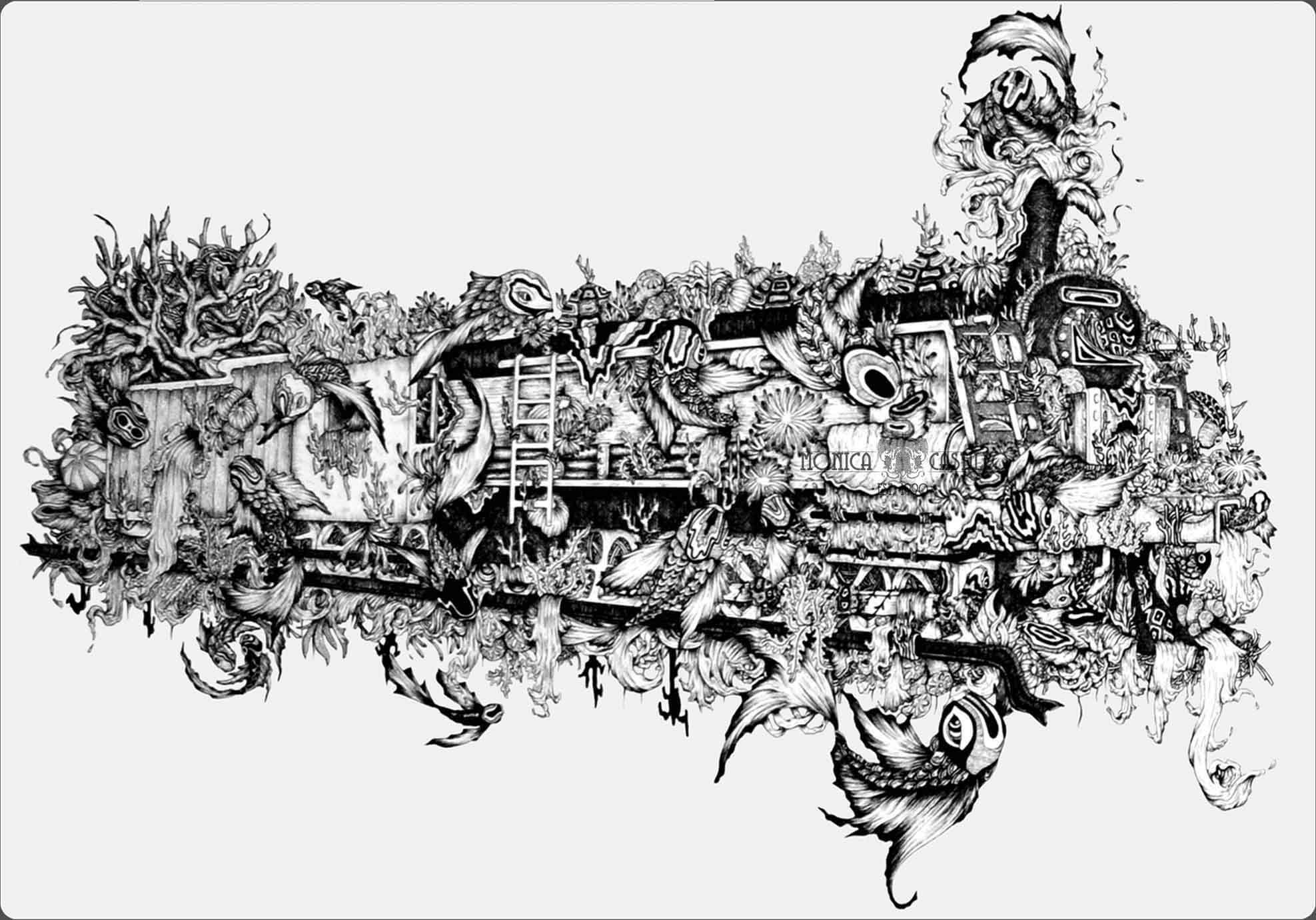 Consumed I
2014
Ink on paper
49 cm x 63.5 cm