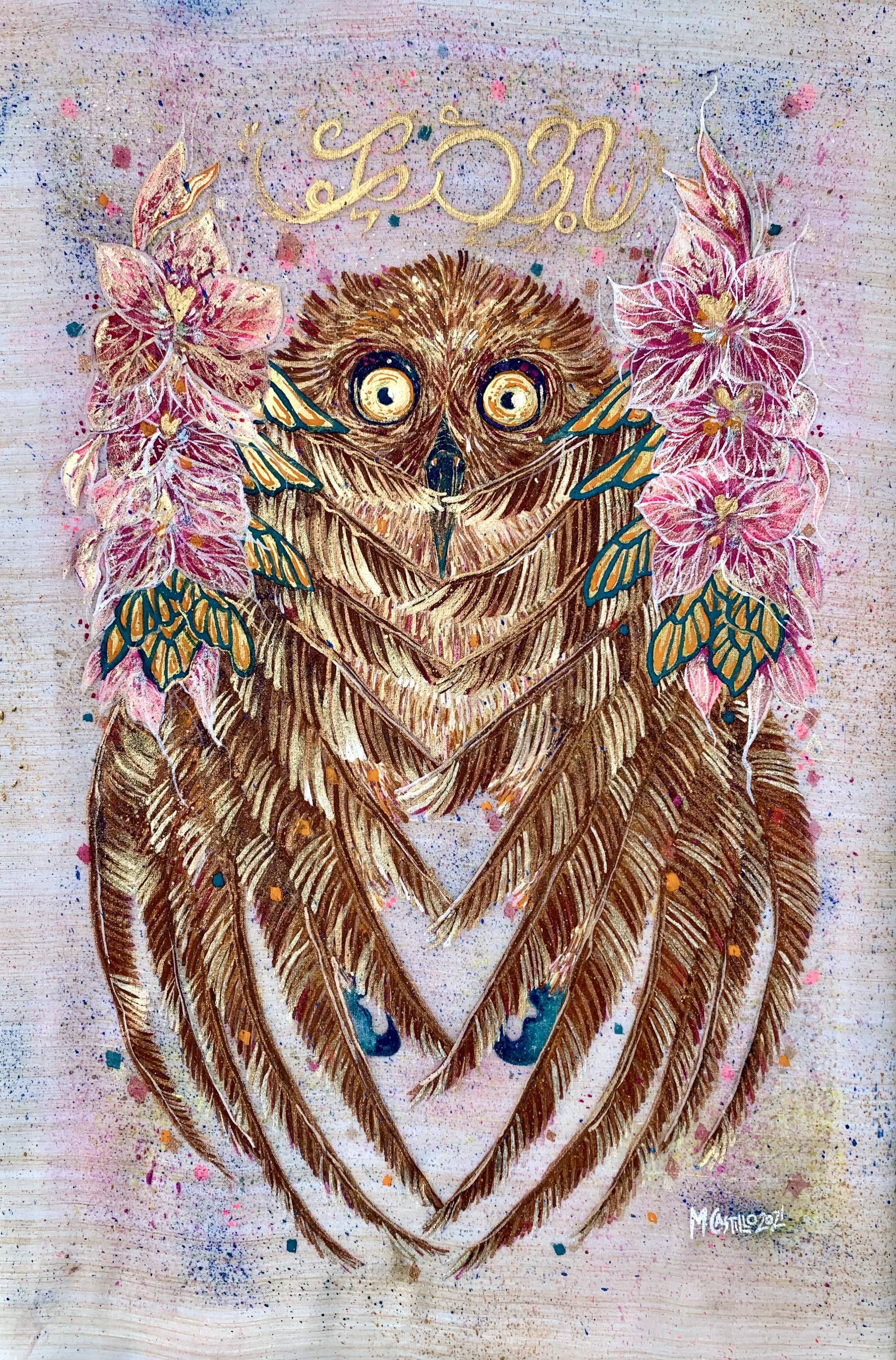 Kuwago
30 cm x 20 cm
2021
Acrylic on Jusi Piña textile