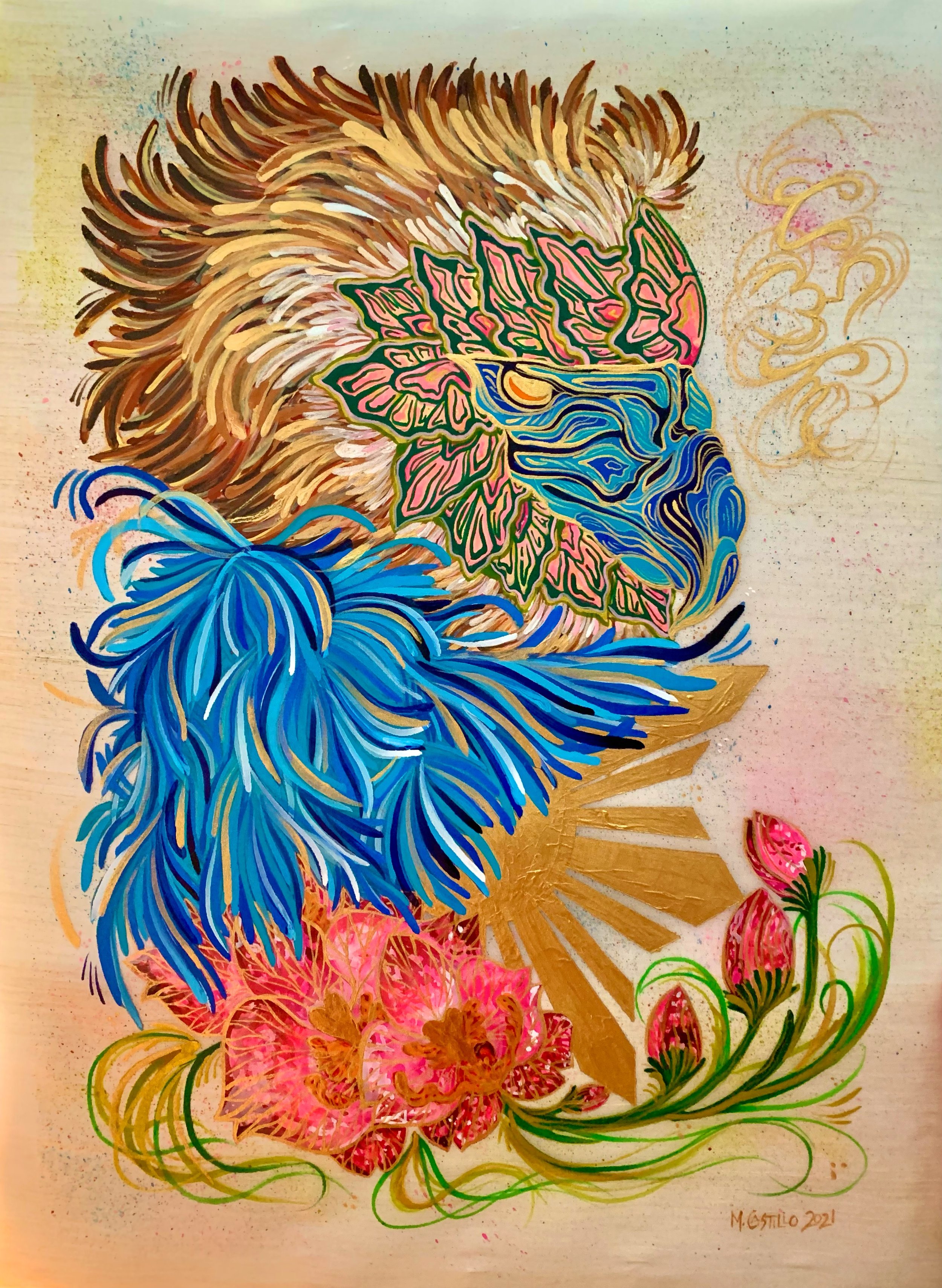 Dangal
40 cm x 30 cm
2021
Acrylic on Jusi Piña textile