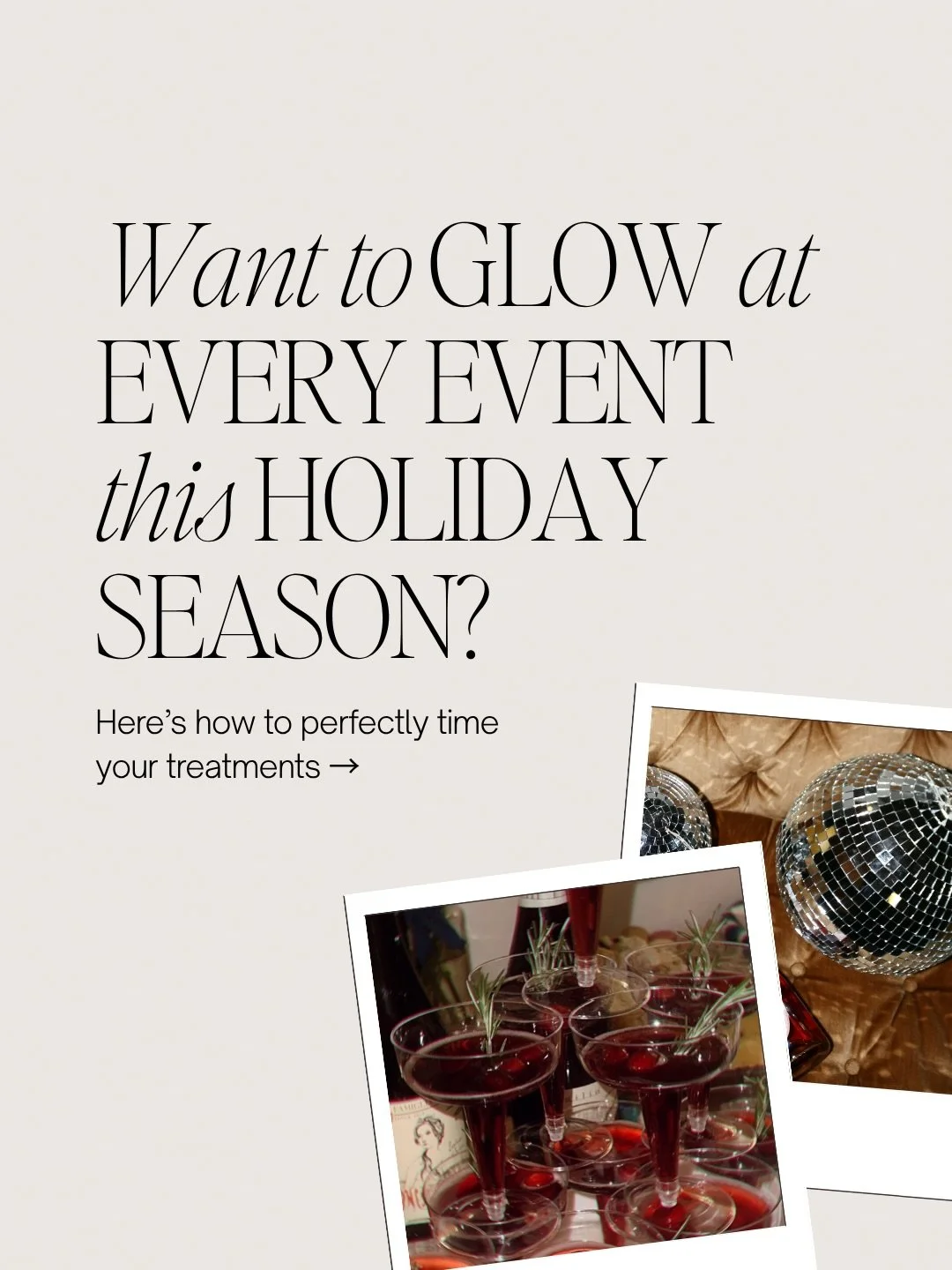 The countdown to holiday glow starts now! 🎄❄️☃️ 

Here&rsquo;s your perfect pre-party timeline: 
✨Laser or microneedling : 3&ndash;4 weeks before 
✨Botox or filler 2&ndash;4 weeks before 
✨peels 2 weeks before 
✨Glo2Facial 3-5 days before 

Book ear