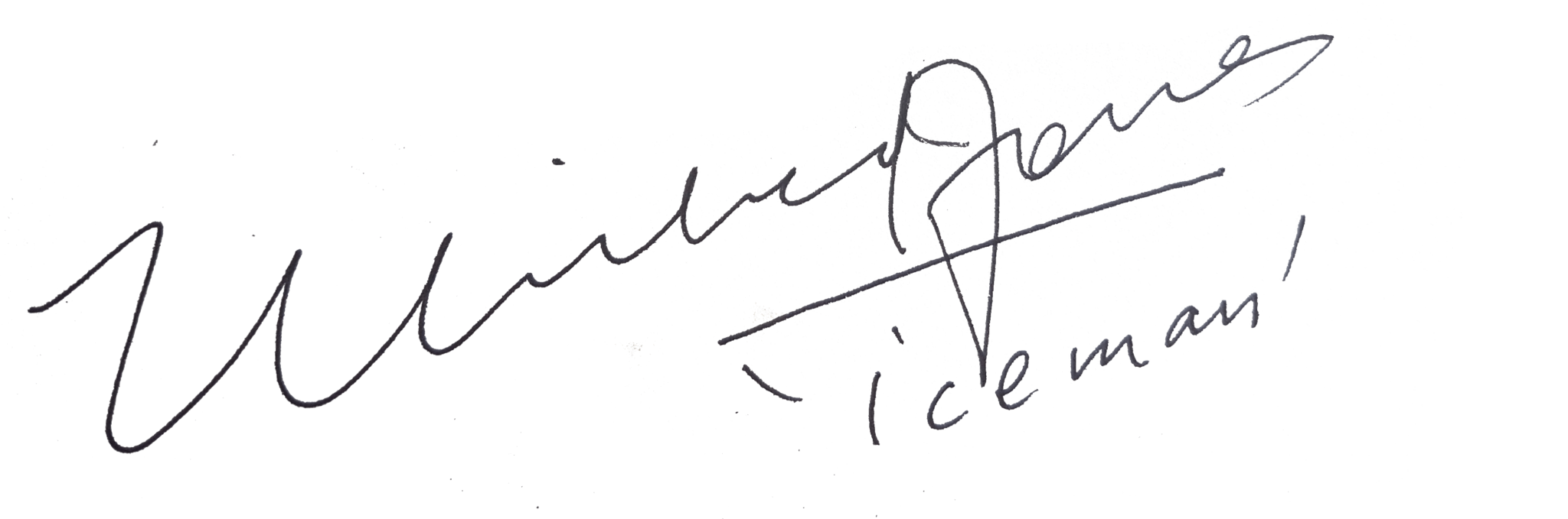 Signature on paper with handwritten text