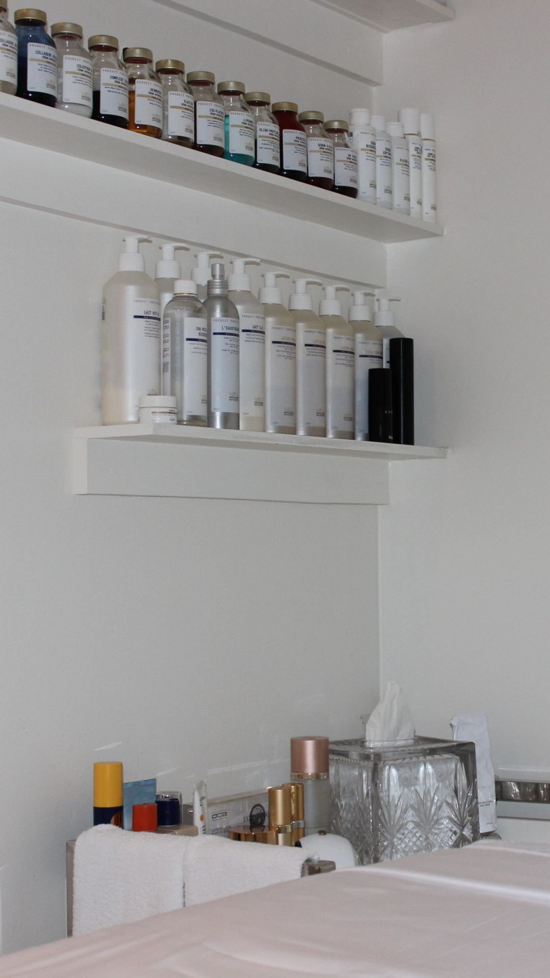Luxury Biologique Recherche skincare products elegantly displayed in Esthetician Aislinn’s treatment room in San Francisco