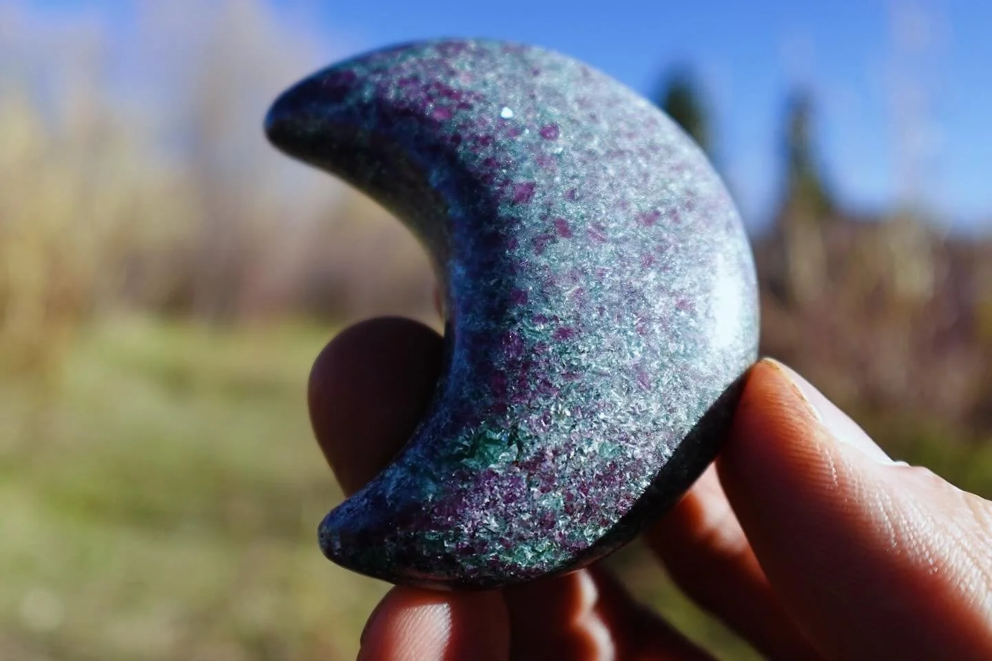Ruby Fuchsite Ruby and fuchsite minerals creates stunning and rare crystals. Moons and Stars. It is a heart stone that remove negative energy.