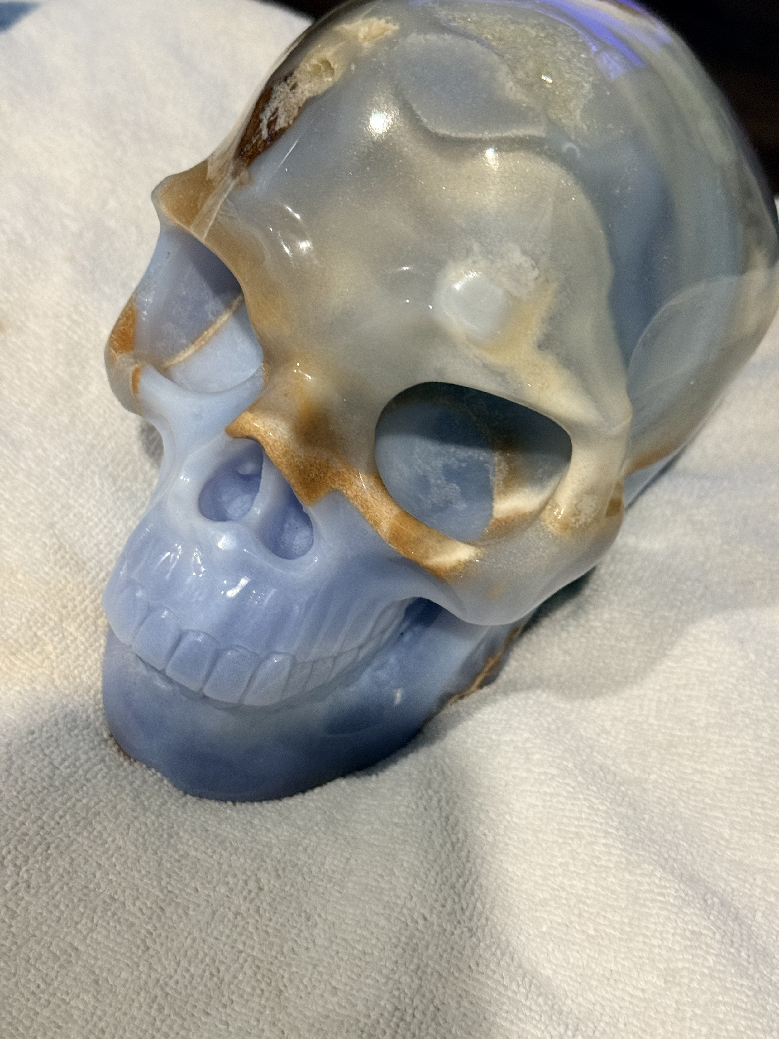 Blue Chalcedony Carved Skull